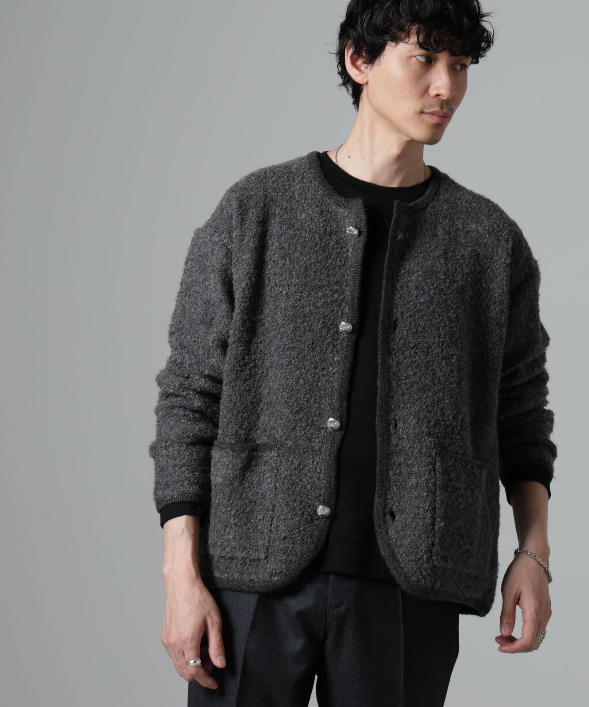 nano･universe「チロリアンニットジャケット」|ブルゾン・スタジャン|チャコール3