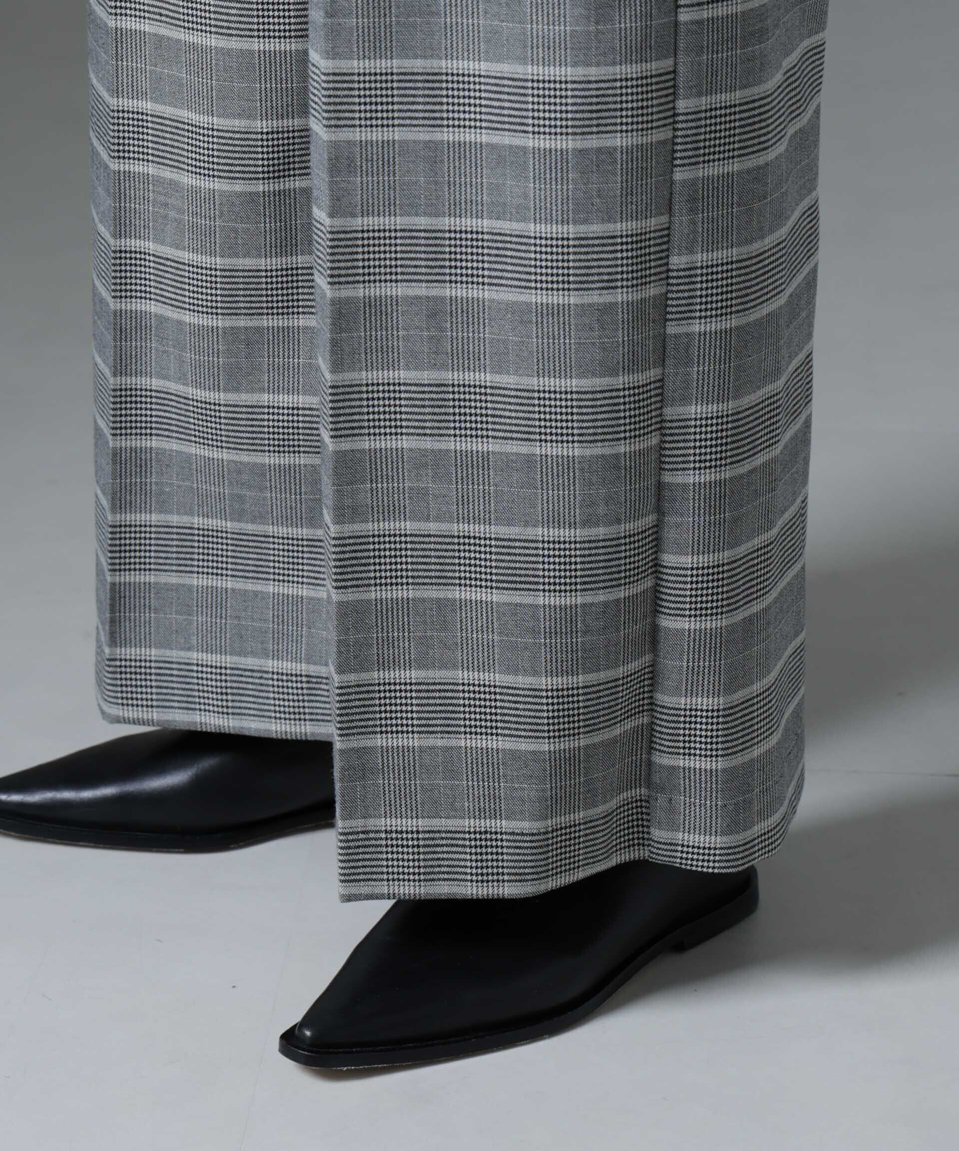 nano･universe「グレンチェックワイドパンツ」|チノ|