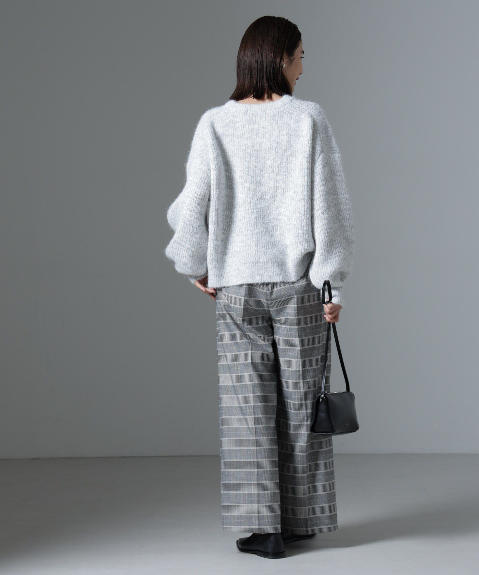 nano･universe「グレンチェックワイドパンツ」|チノ|