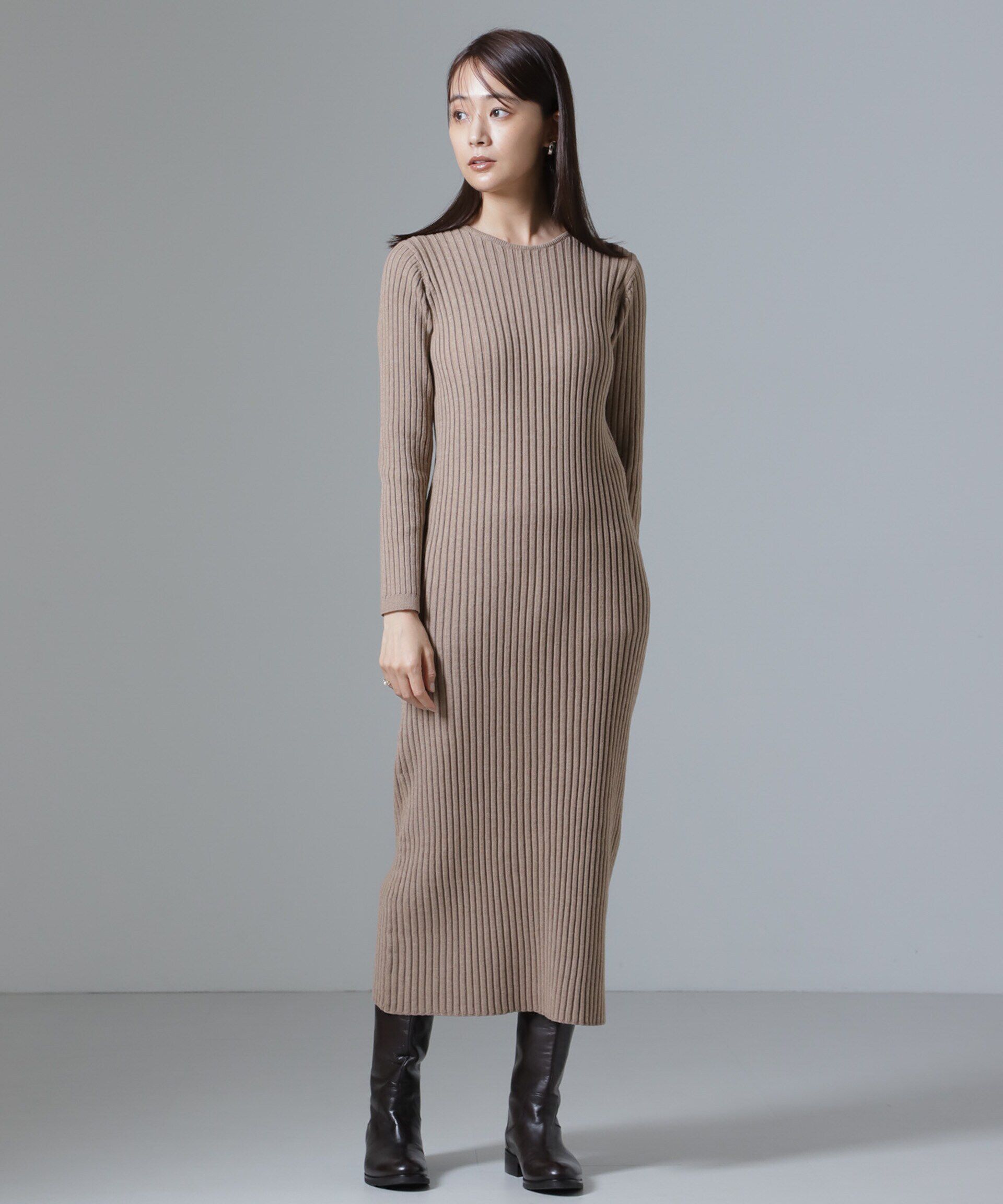 nano･universe「シャギーラメカーディガン&times;リブニットワンピース」|ワンピース|