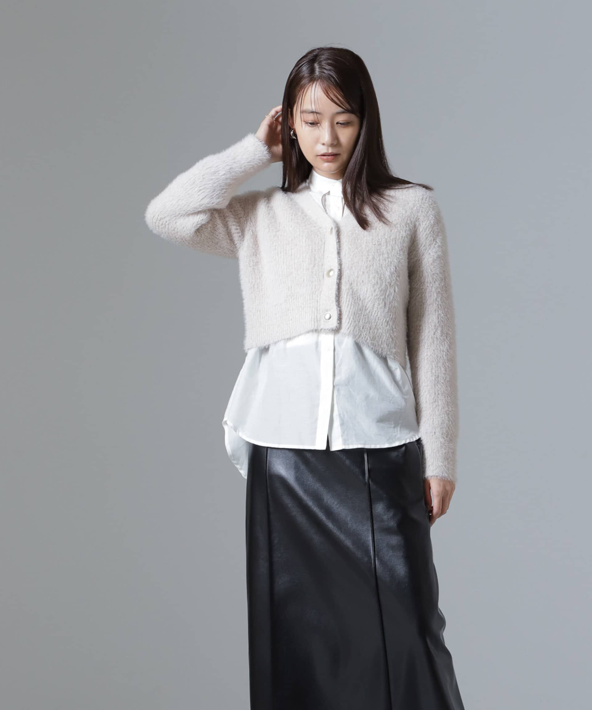 nano･universe「シャギーラメカーディガン&times;リブニットワンピース」|ワンピース|