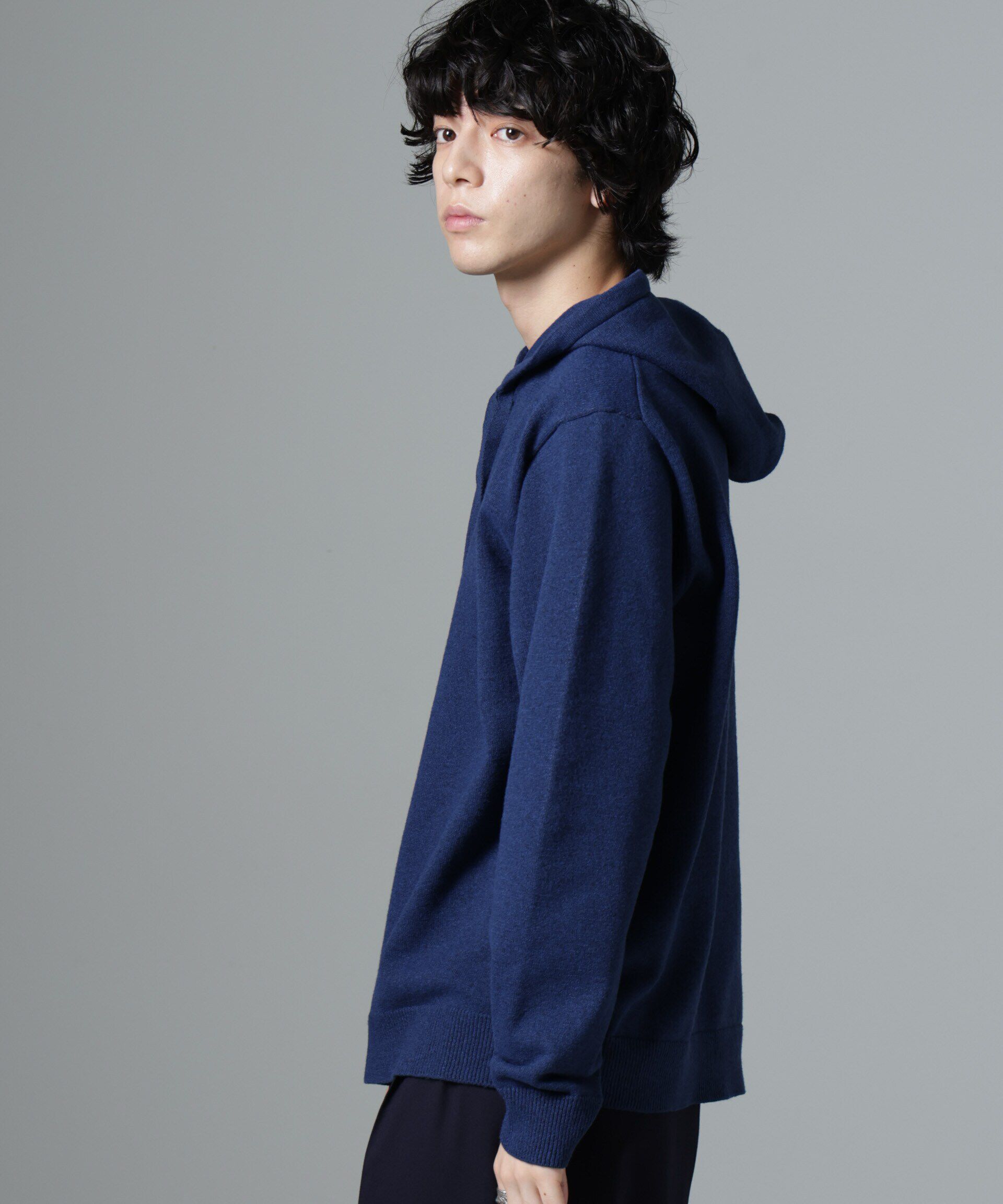 nano･universe「天竺編みニットパーカー」|ニット・セーター|