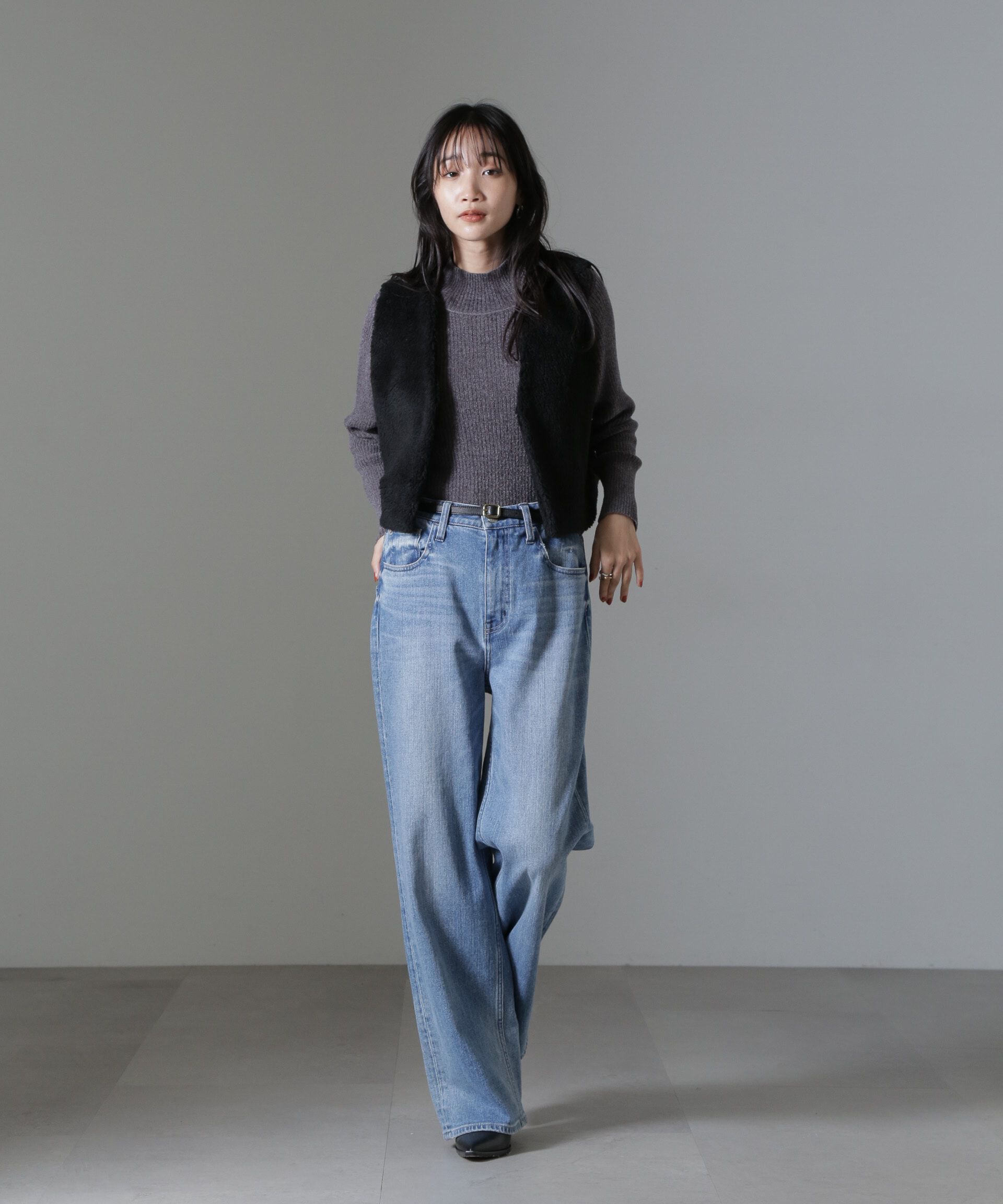 nano･universe「ベロアモールハイネックリブニット」|ニット・セーター|