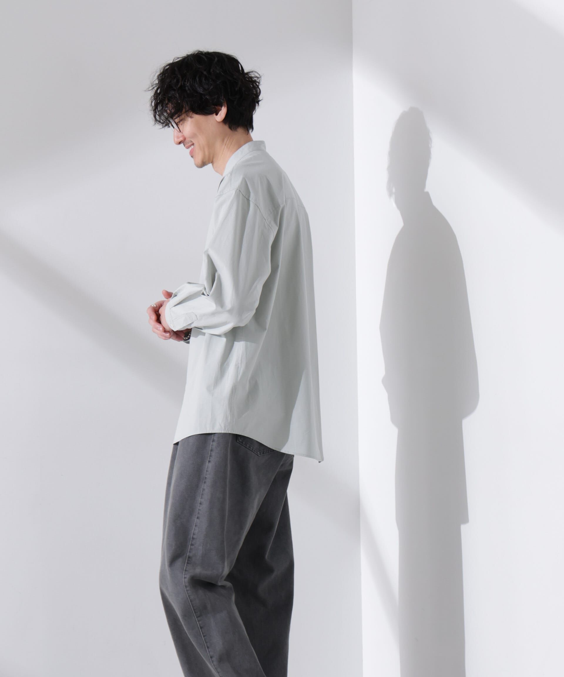 nano･universe「「大人のワイドシャツ」バンドカラー 長袖」|シャツ・ブラウス|