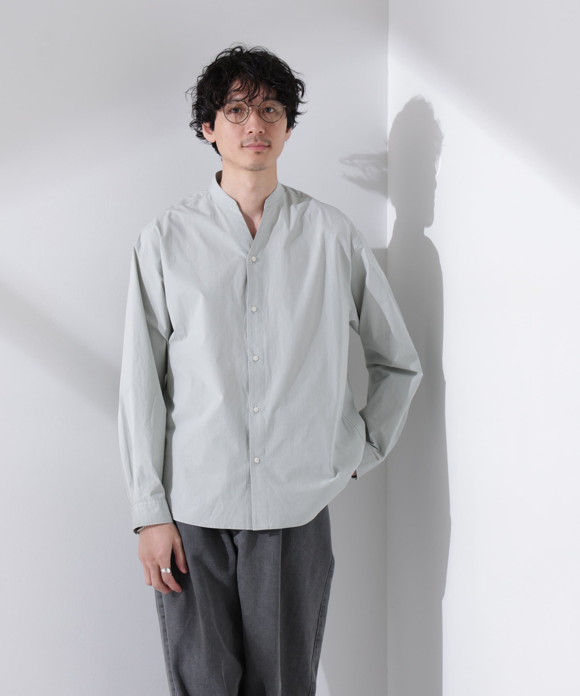 nano･universe「「大人のワイドシャツ」バンドカラー 長袖」|シャツ・ブラウス|