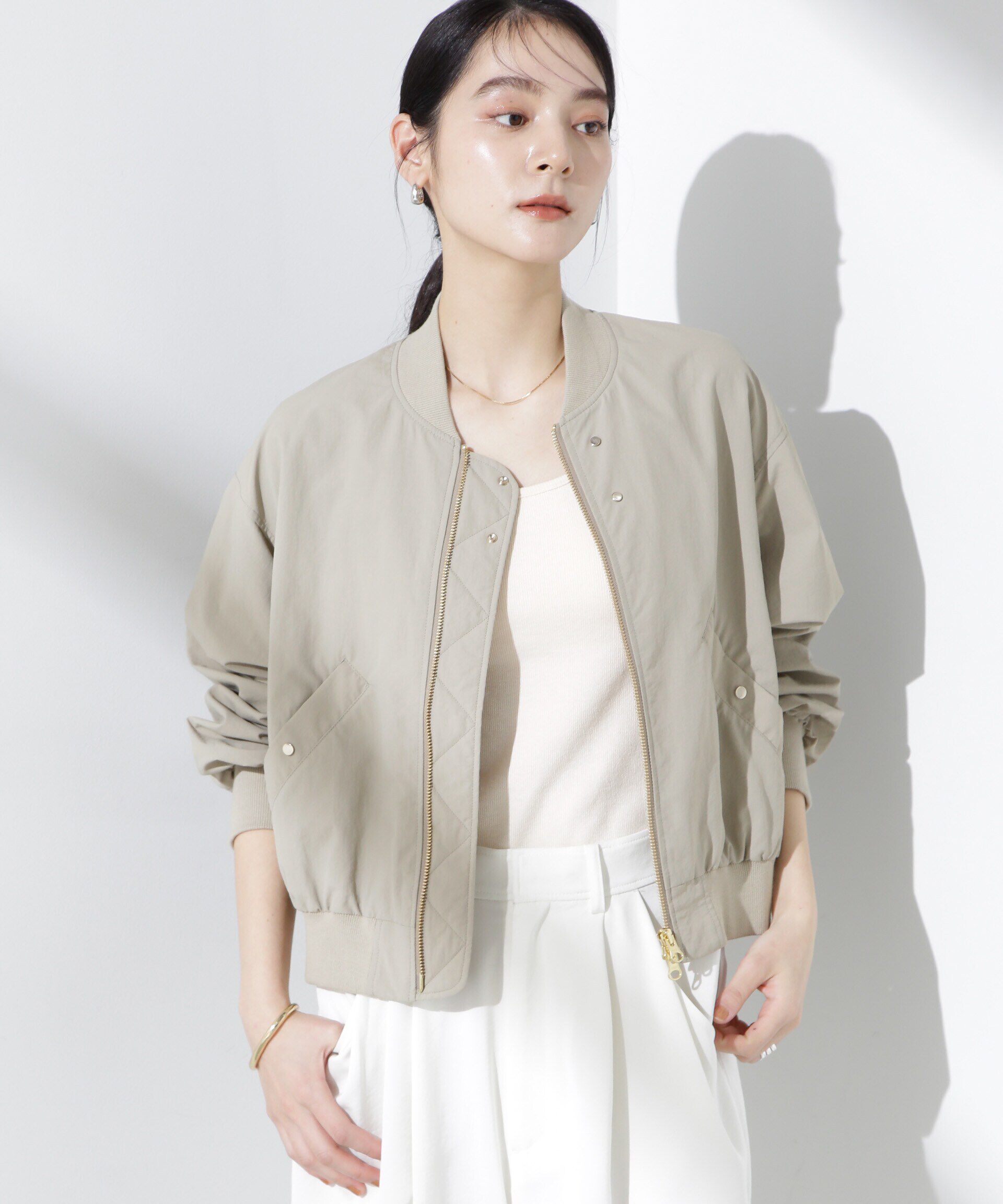 nano･universe「撥水ナイロンリブブルゾン」|ブルゾン・スタジャン|