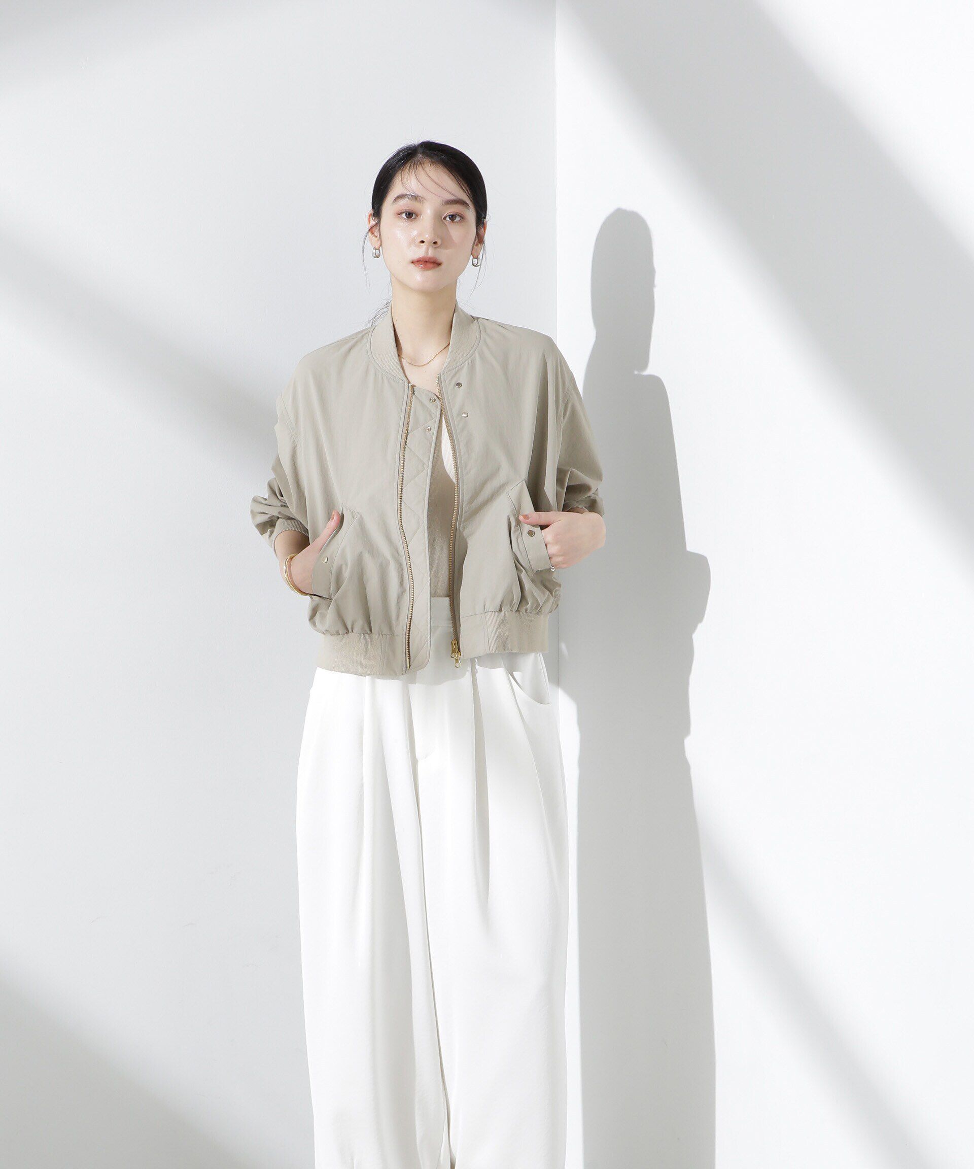 nano･universe「撥水ナイロンリブブルゾン」|ブルゾン・スタジャン|