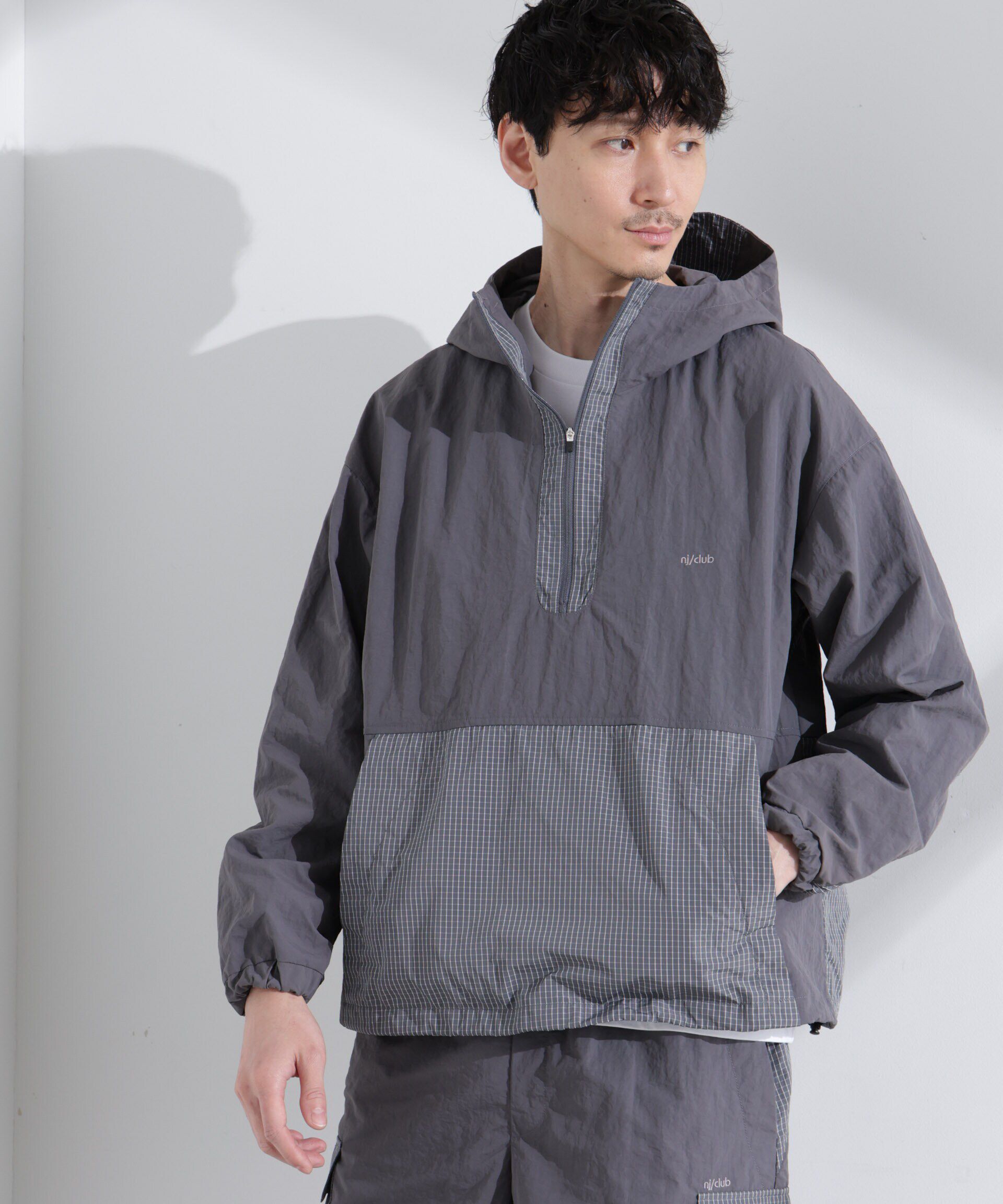 nano･universe「｢NJ/CLUB｣ リップストップアノラックジャケット」|ブルゾン・スタジャン|グレー