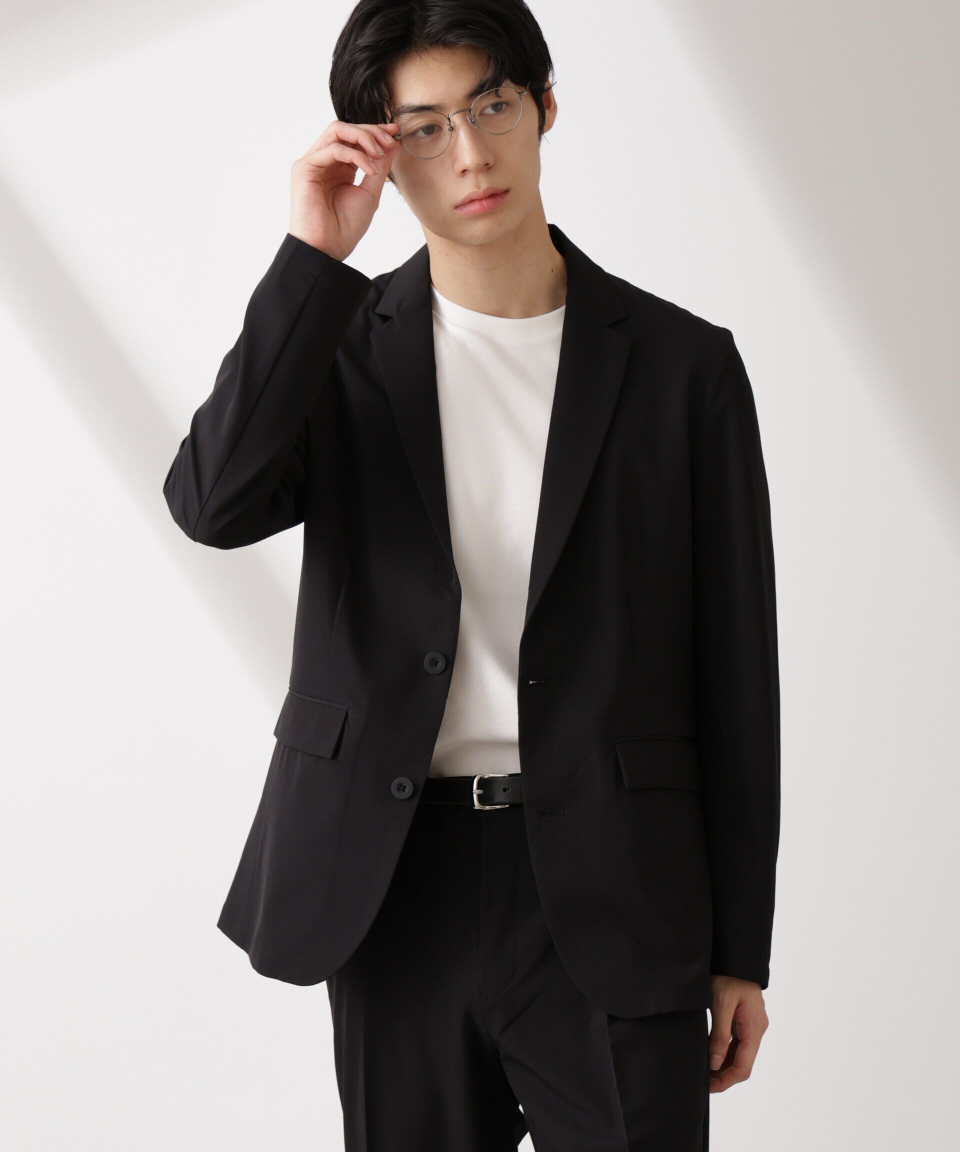 nano･universe「ライトウェイトストレッチ ジャケット(セットアップ可)」|テーラードジャケット|ブラック