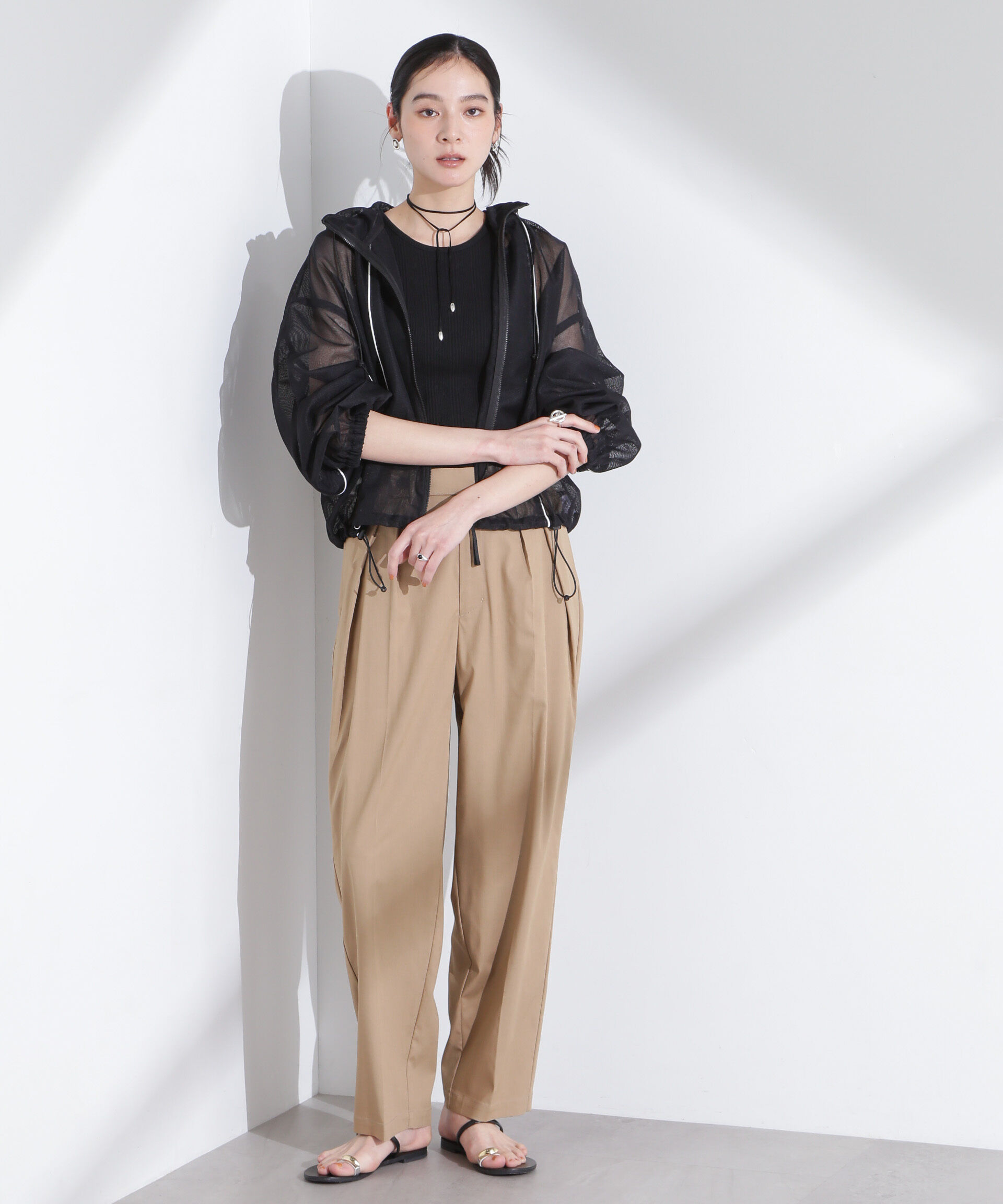 nano･universe「配色パイピングメッシュブルゾン」|ブルゾン・スタジャン|