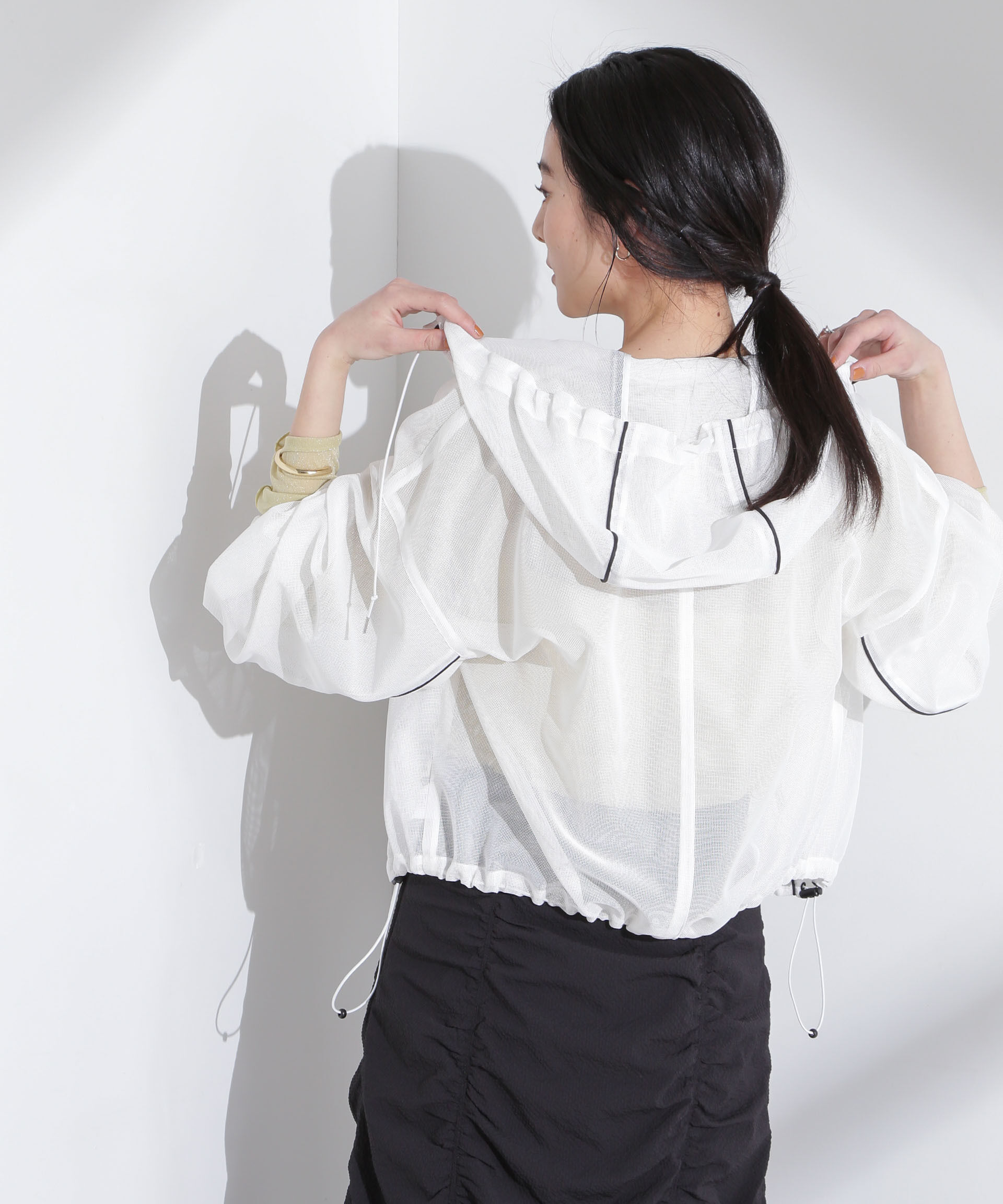 nano･universe「配色パイピングメッシュブルゾン」|ブルゾン・スタジャン|