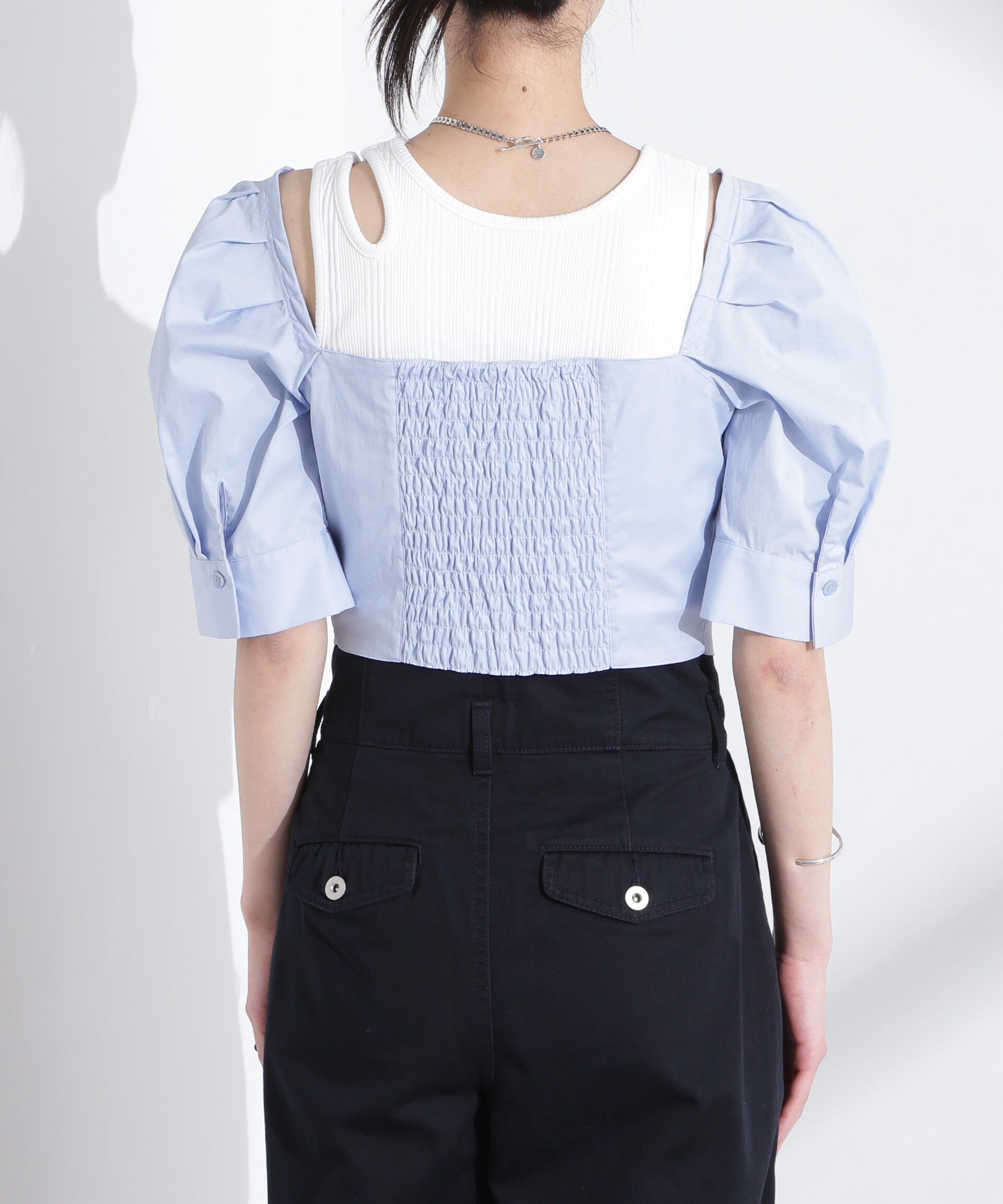 nano･universe「パフスリーブビスチェトップス」|シャツ・ブラウス|