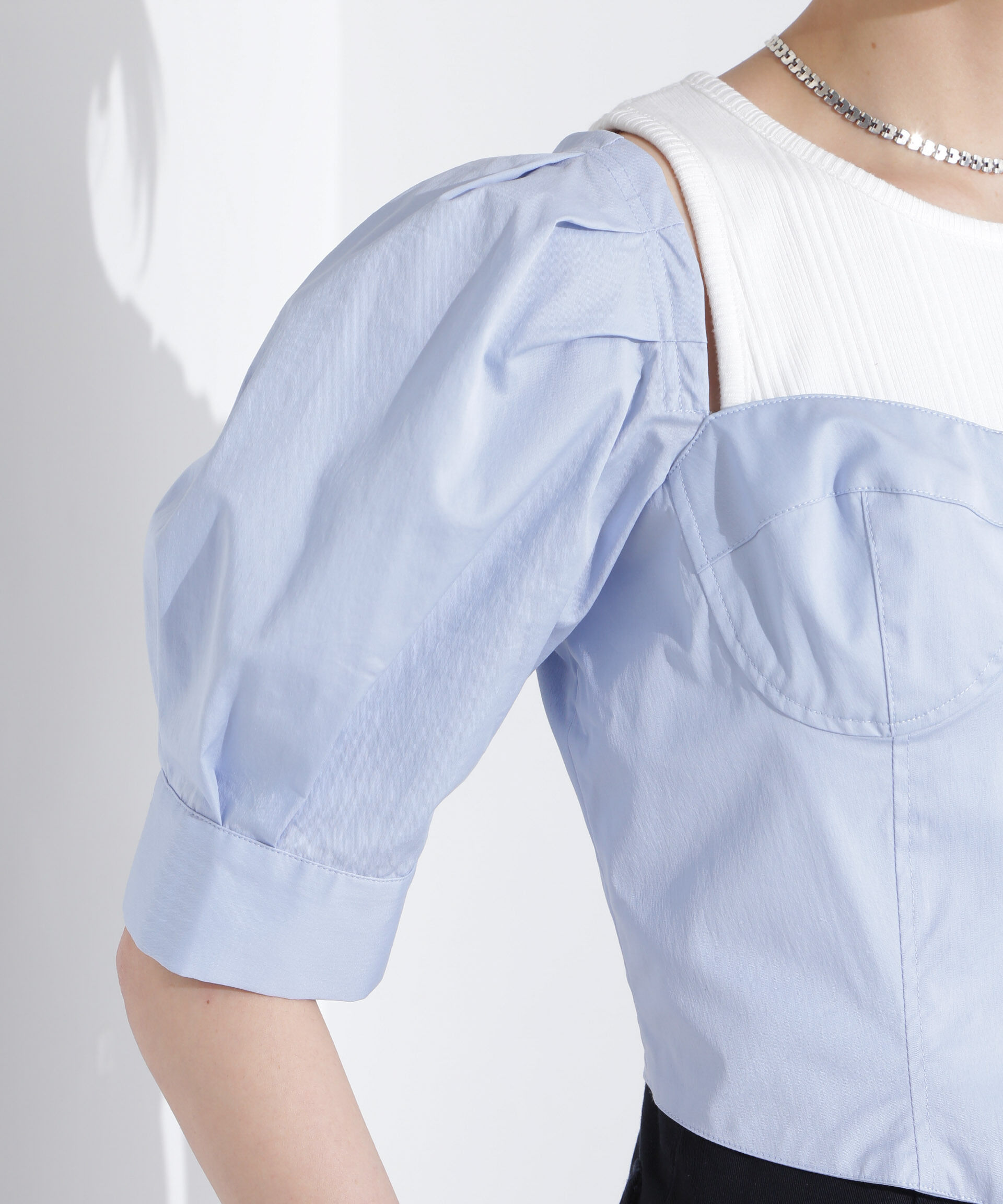 nano･universe「パフスリーブビスチェトップス」|シャツ・ブラウス|