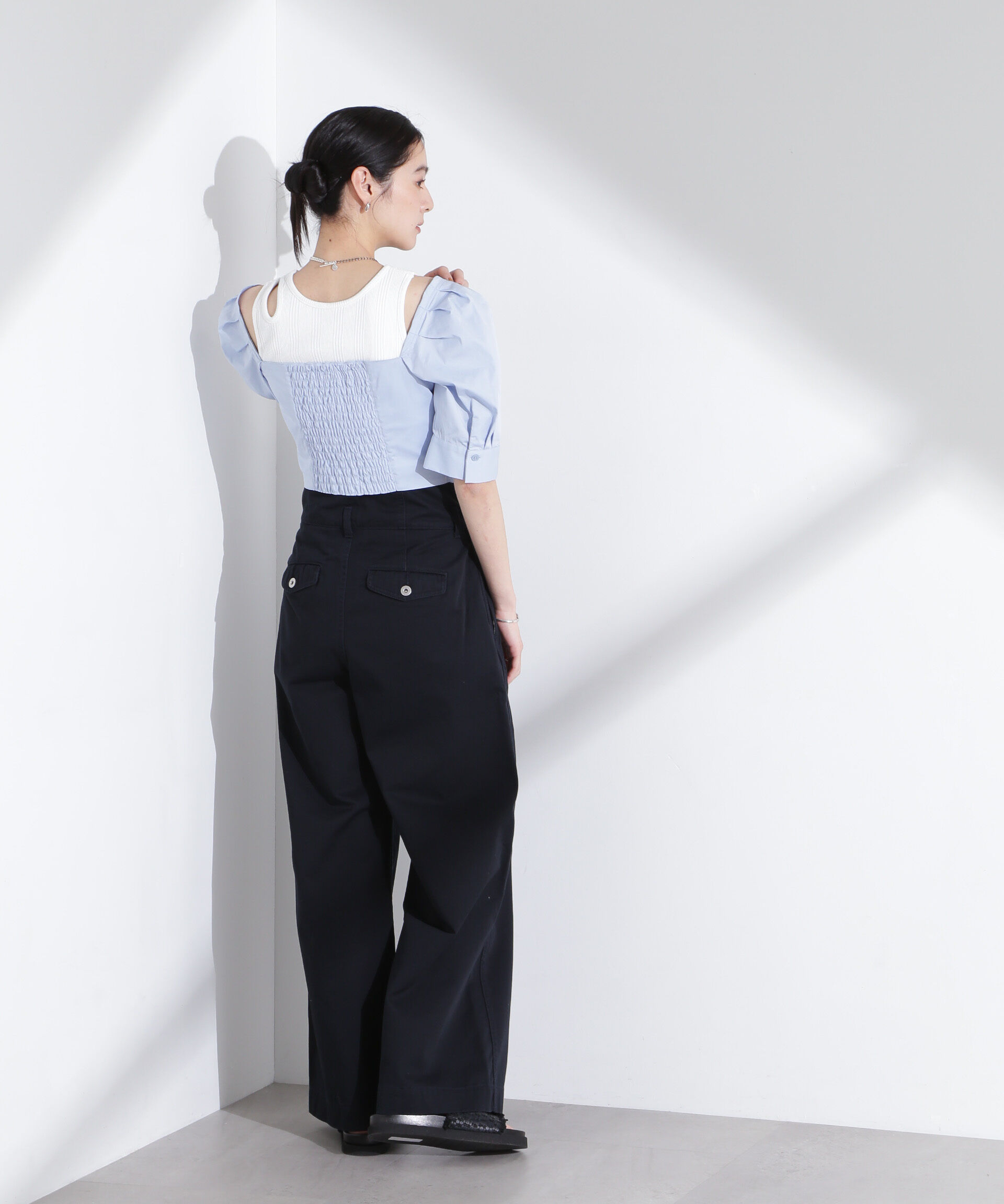 nano･universe「パフスリーブビスチェトップス」|シャツ・ブラウス|