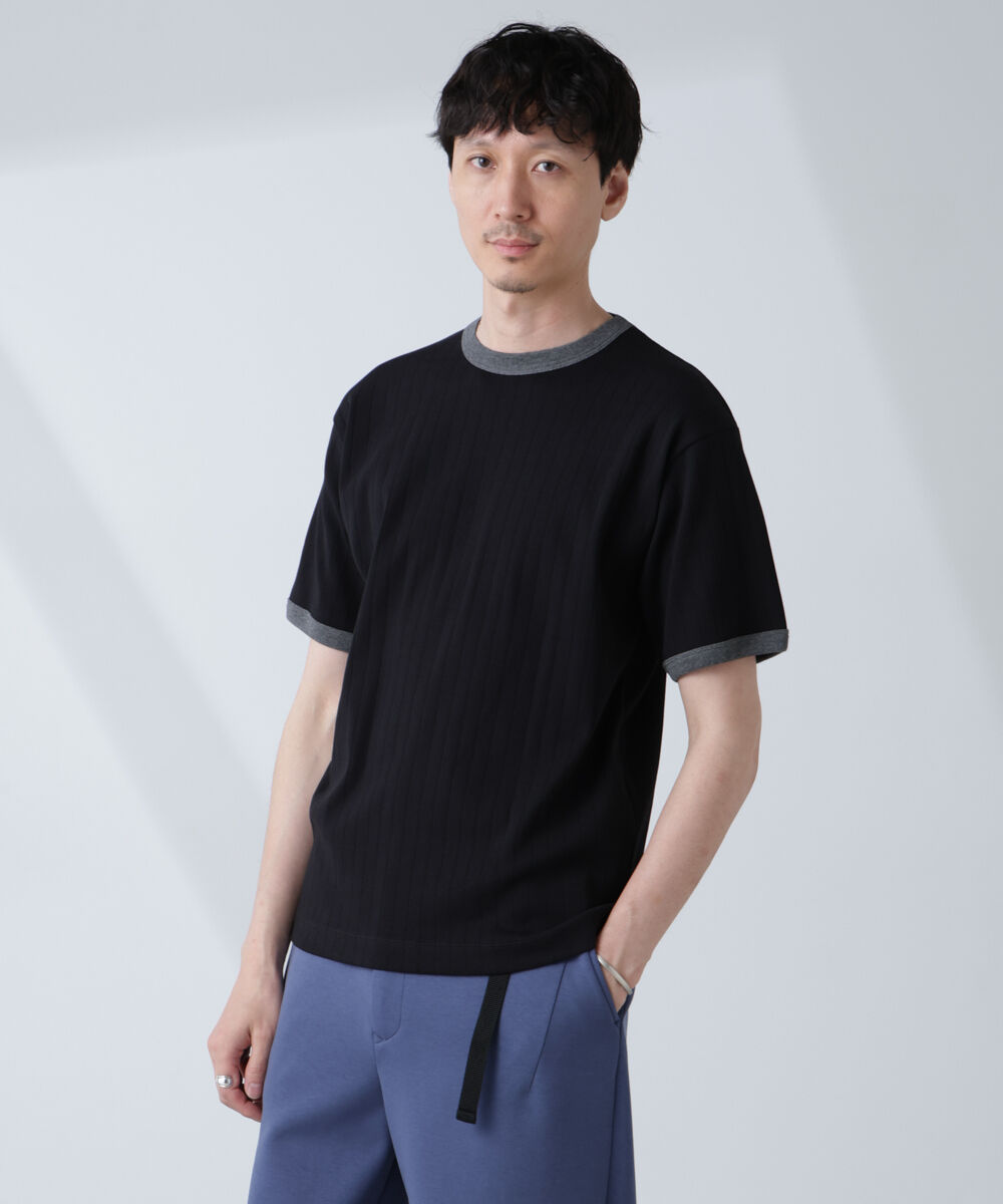 nano･universe「「NJ/CLUB」 針抜きリンガーTシャツ」|Tシャツ・カットソー|