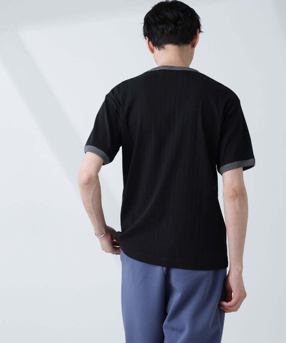 nano･universe「「NJ/CLUB」 針抜きリンガーTシャツ」|Tシャツ・カットソー|