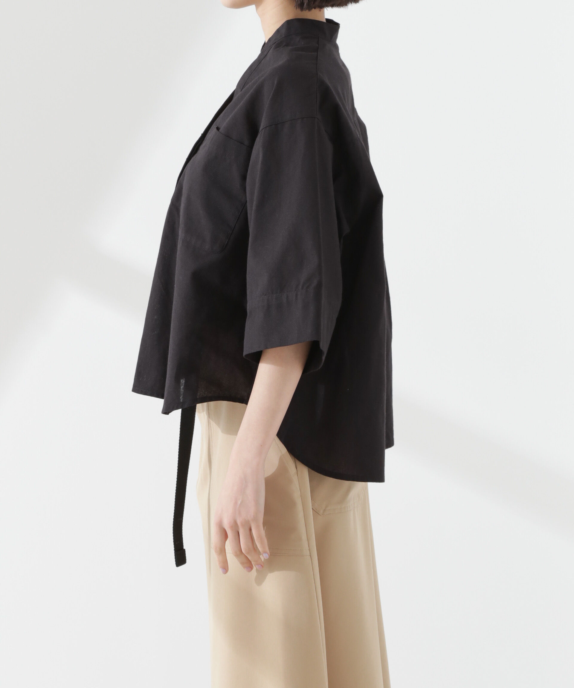 nano･universe「綿麻COOLMAX5分袖シャツ(セットアップ可）」|シャツ・ブラウス|