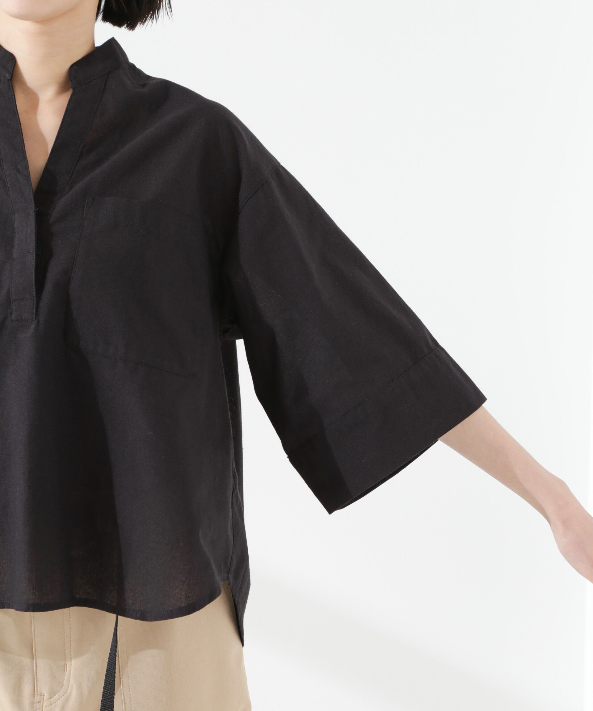 nano･universe「綿麻COOLMAX5分袖シャツ(セットアップ可）」|シャツ・ブラウス|