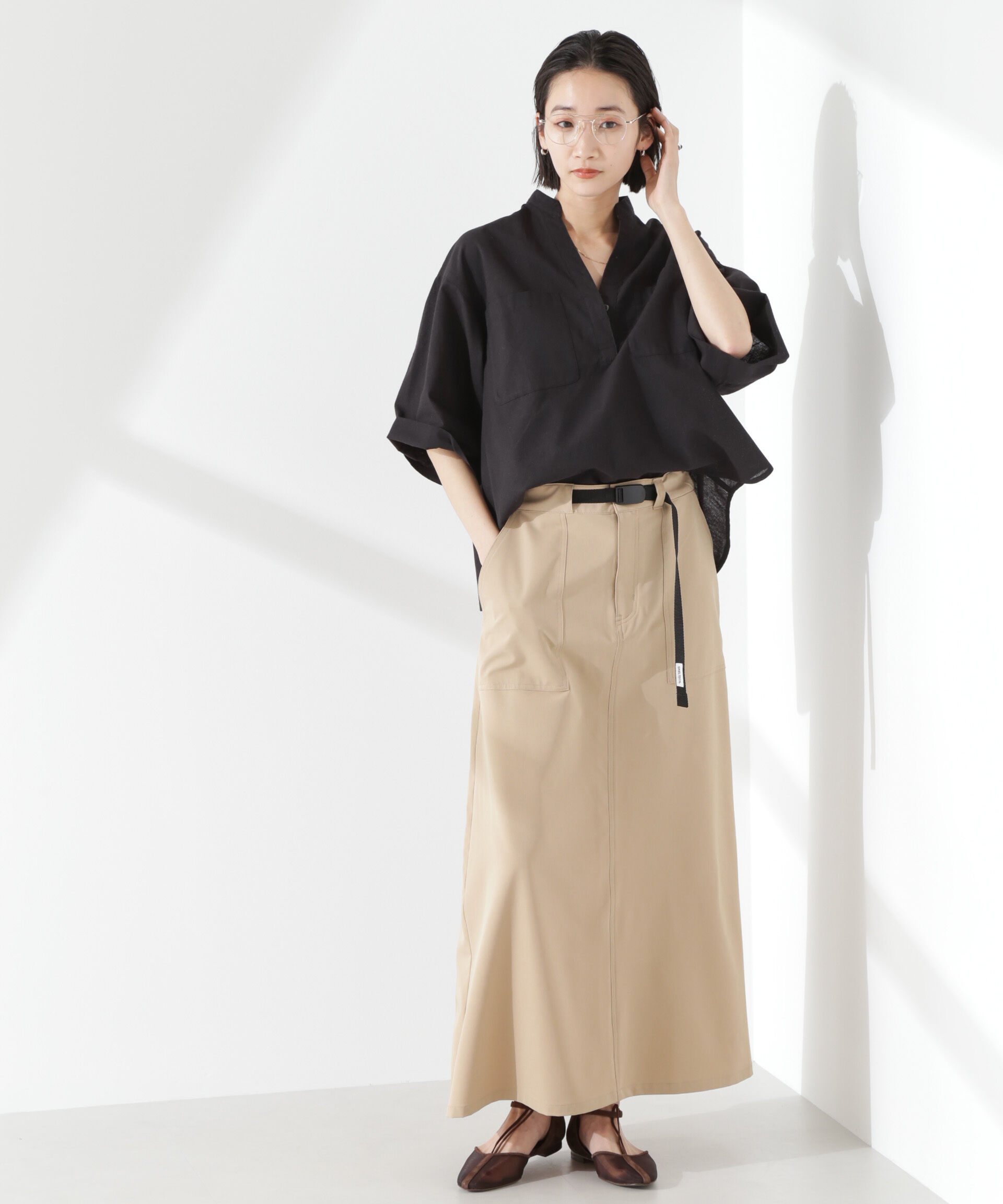 nano･universe「綿麻COOLMAX5分袖シャツ(セットアップ可）」|シャツ・ブラウス|