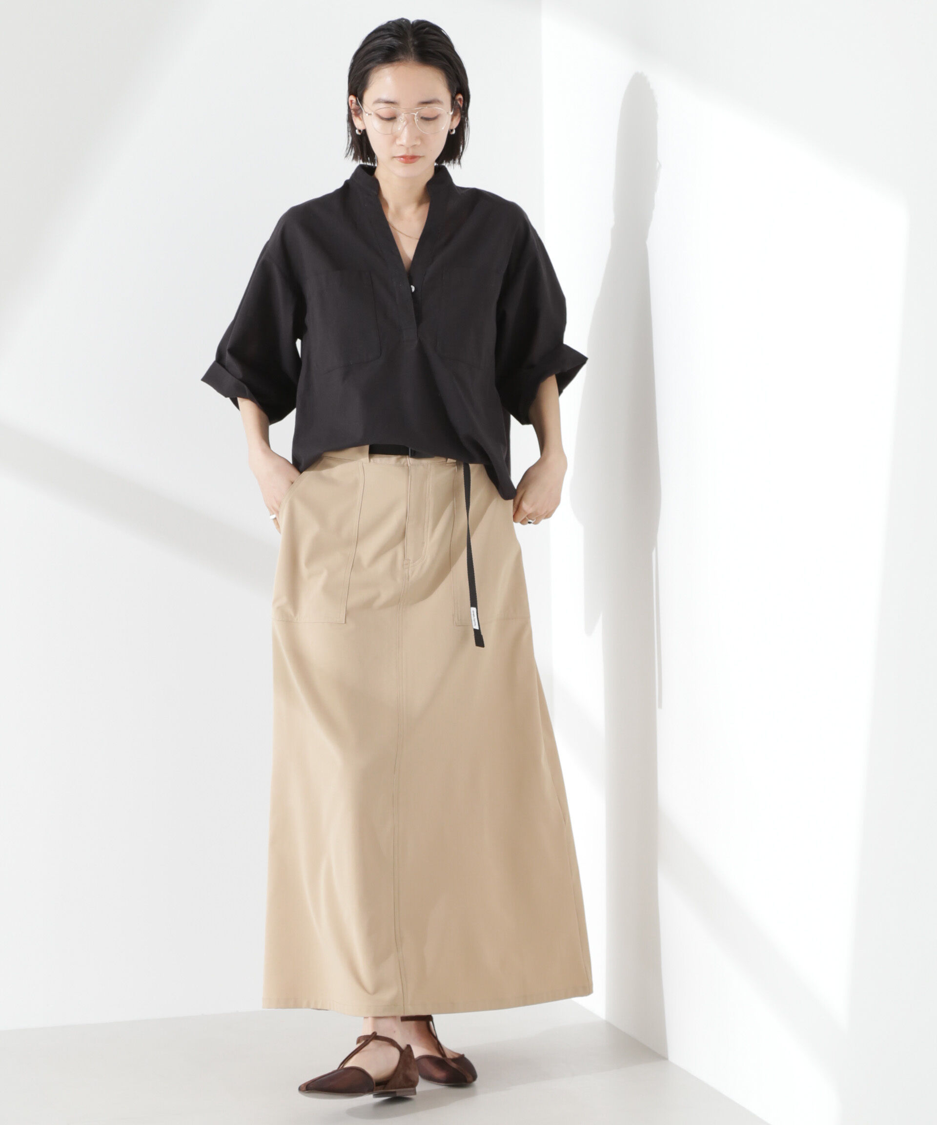 nano･universe「綿麻COOLMAX5分袖シャツ(セットアップ可）」|シャツ・ブラウス|
