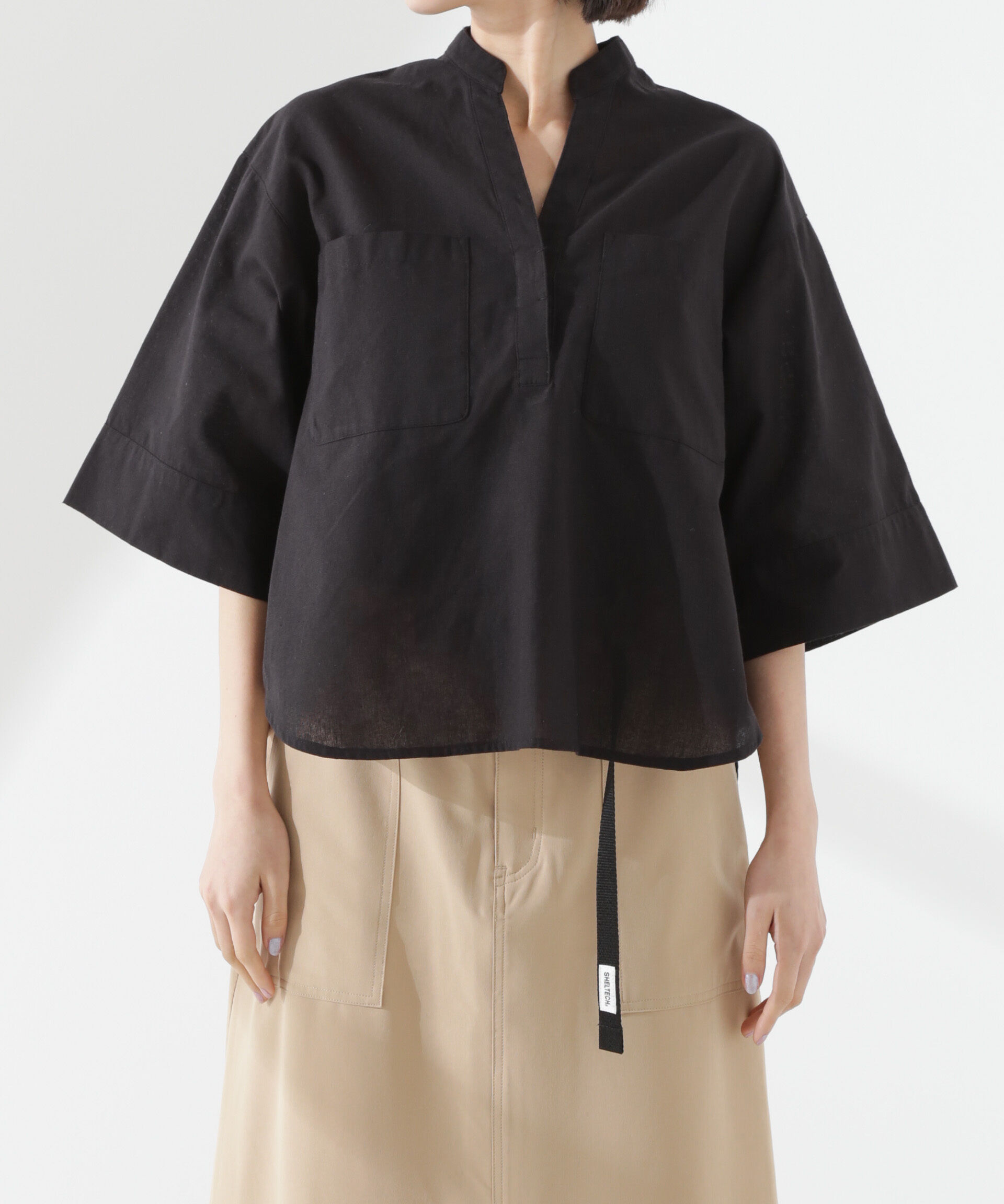 nano･universe「綿麻COOLMAX5分袖シャツ(セットアップ可）」|シャツ・ブラウス|