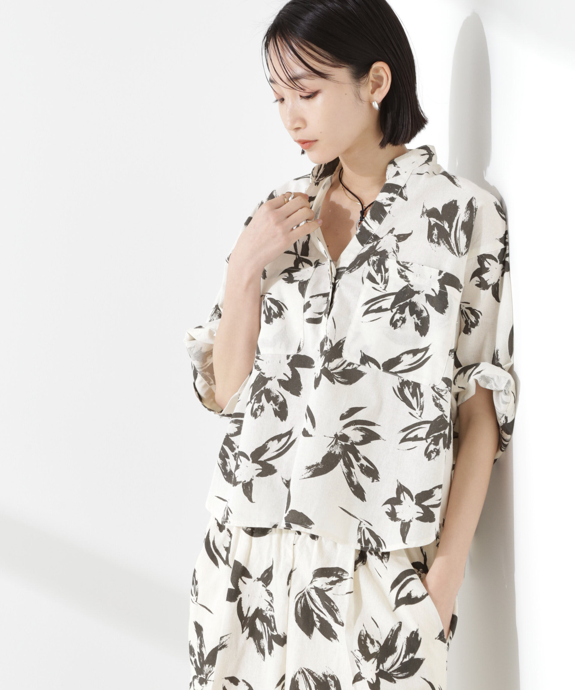 nano･universe「綿麻COOLMAX5分袖シャツ(セットアップ可）」|シャツ・ブラウス|パターン1