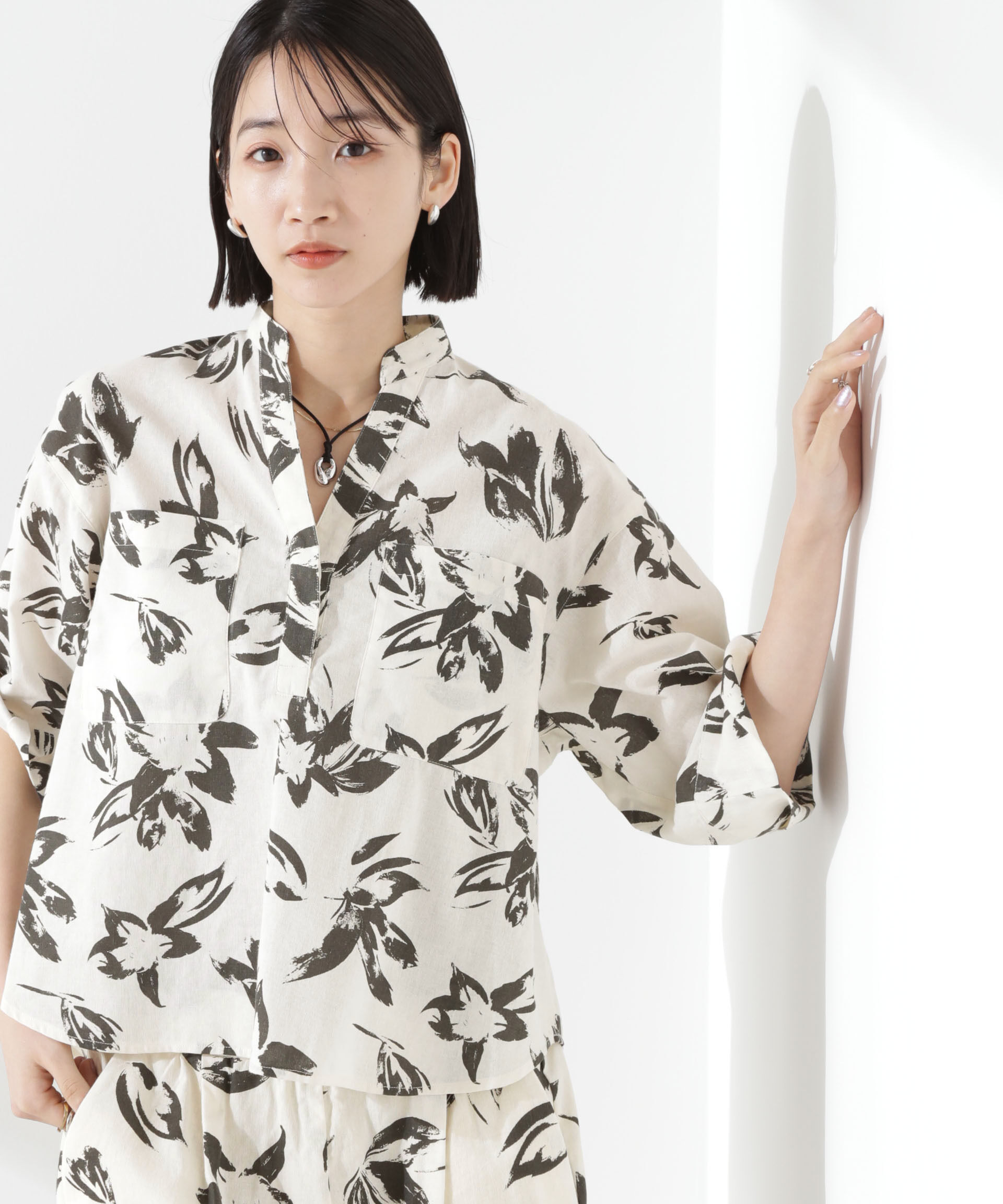 nano･universe「綿麻COOLMAX5分袖シャツ(セットアップ可）」|シャツ・ブラウス|