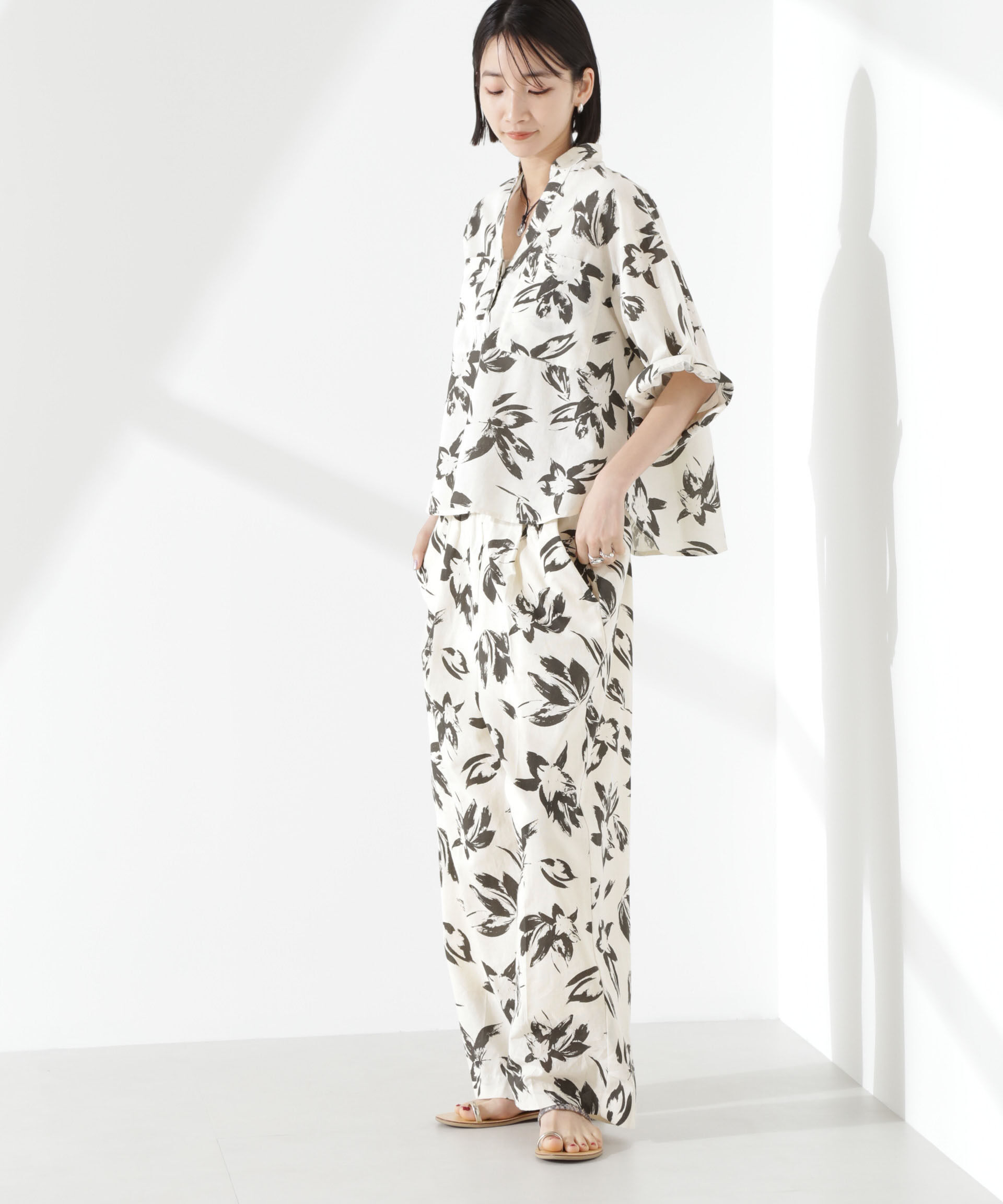 nano･universe「綿麻COOLMAX5分袖シャツ(セットアップ可）」|シャツ・ブラウス|