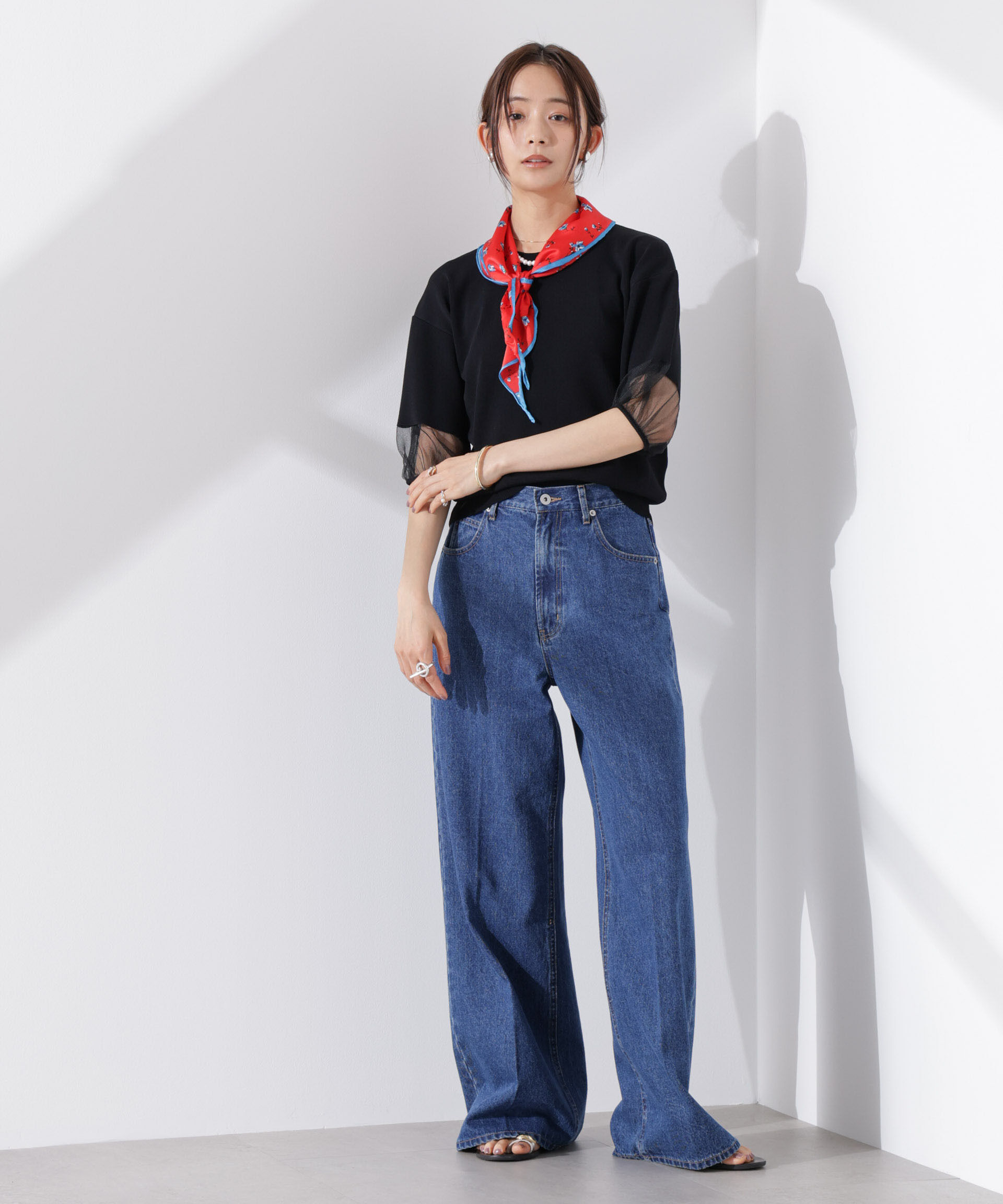 nano･universe「シアースリーブ・UVカット・接触冷感ニット」|ニット・セーター|