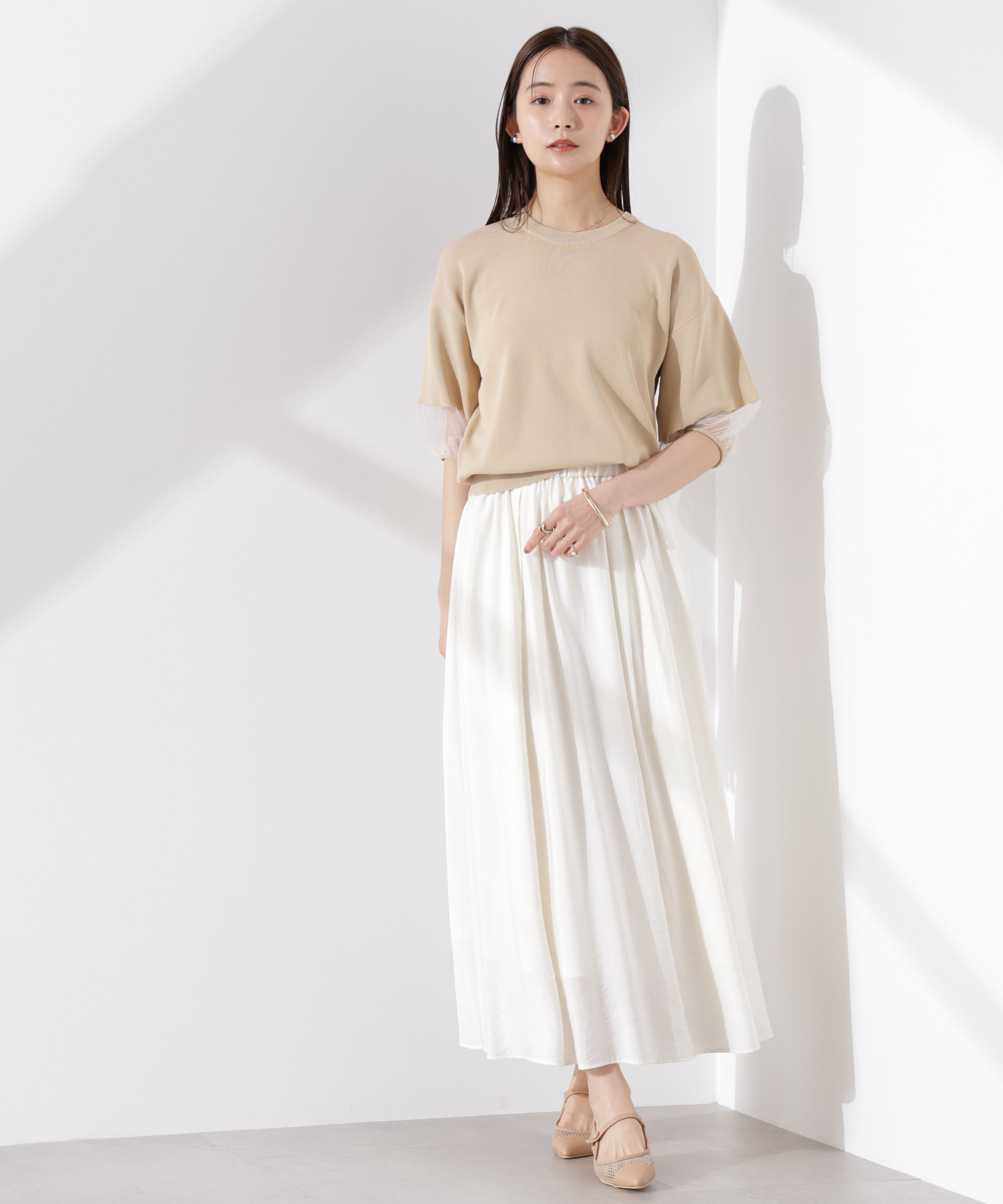 nano･universe「シアースリーブ・UVカット・接触冷感ニット」|ニット・セーター|