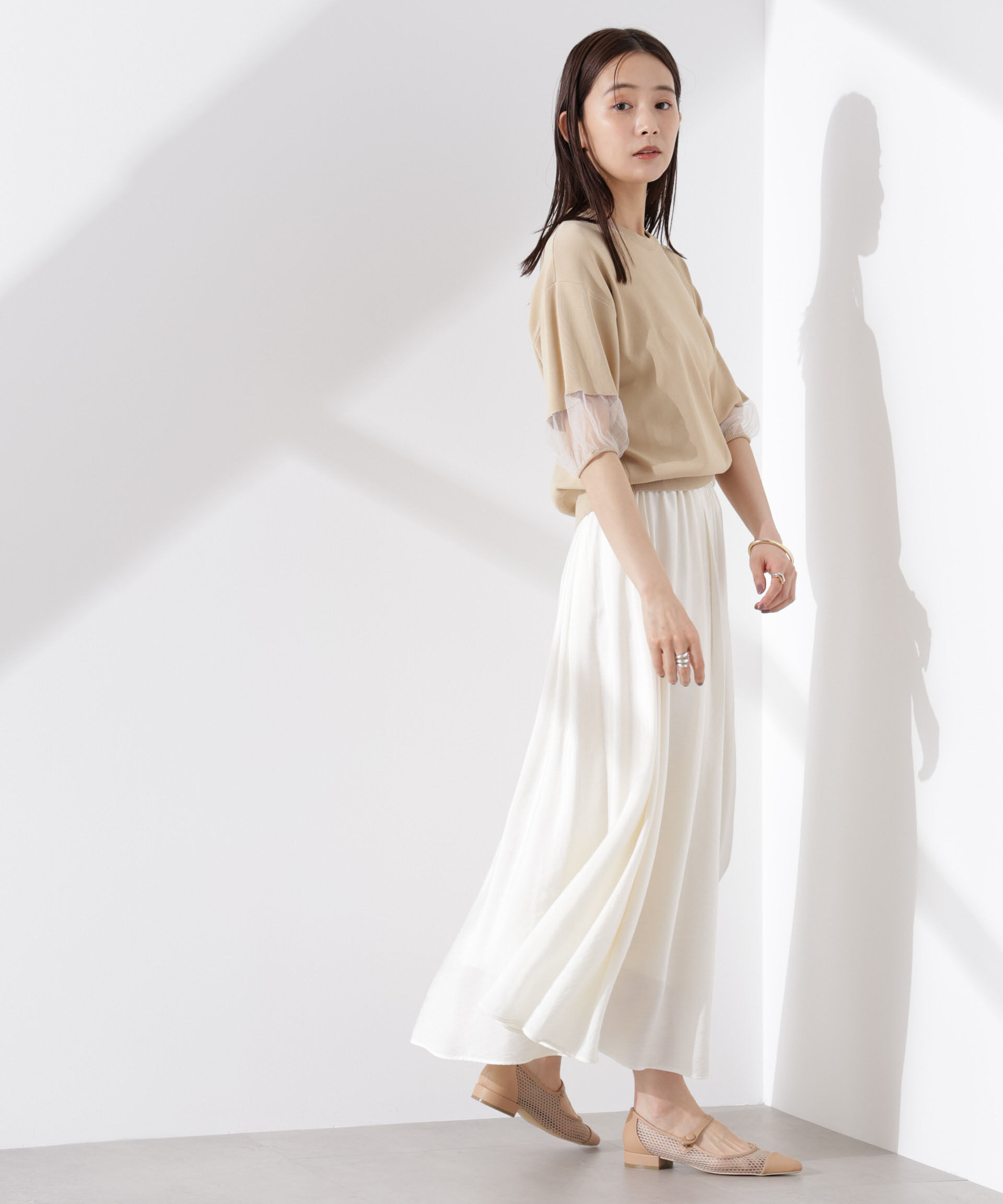 nano･universe「シアースリーブ・UVカット・接触冷感ニット」|ニット・セーター|