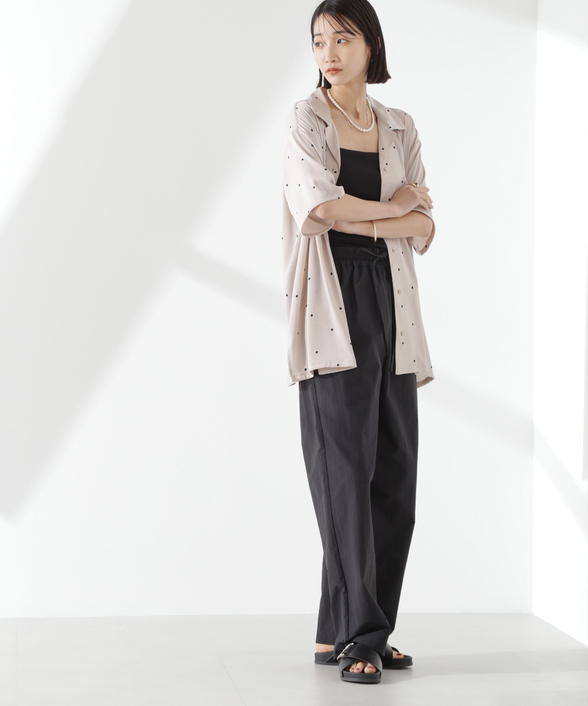 nano･universe「タスランワイドイージーパンツ」|チノ|