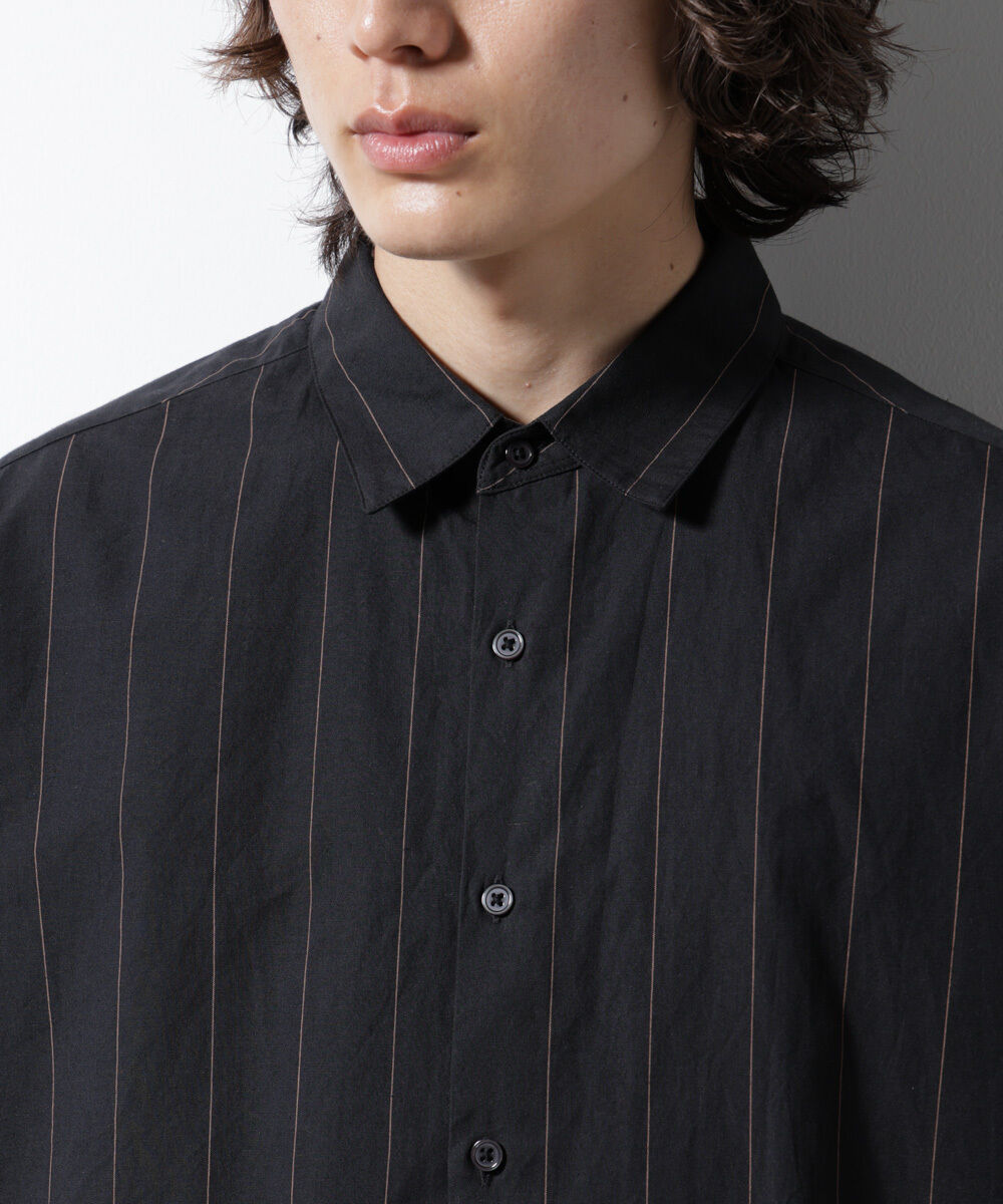 nano･universe「レギュラーカラーコットンリネンストライプシャツ」|シャツ・ブラウス|