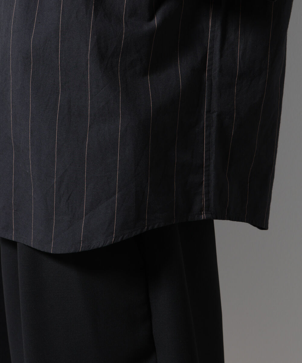 nano･universe「レギュラーカラーコットンリネンストライプシャツ」|シャツ・ブラウス|