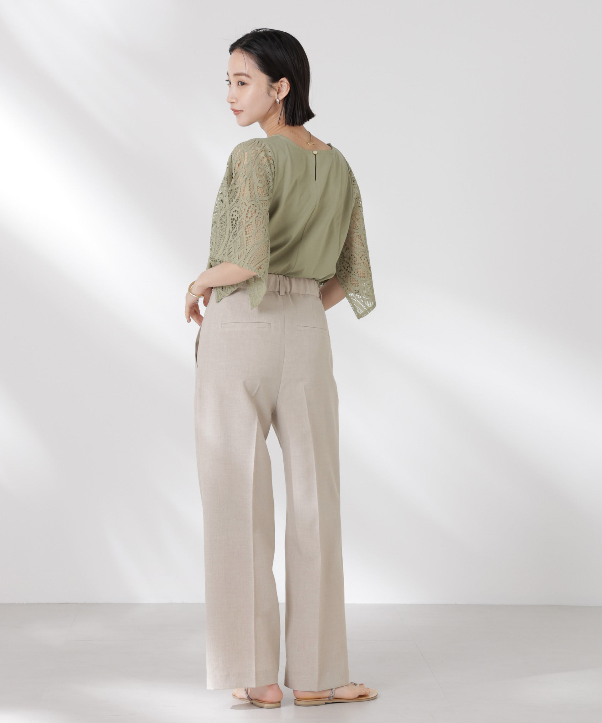 nano･universe「レーススクエアスリーブカットトップス」|Tシャツ・カットソー|