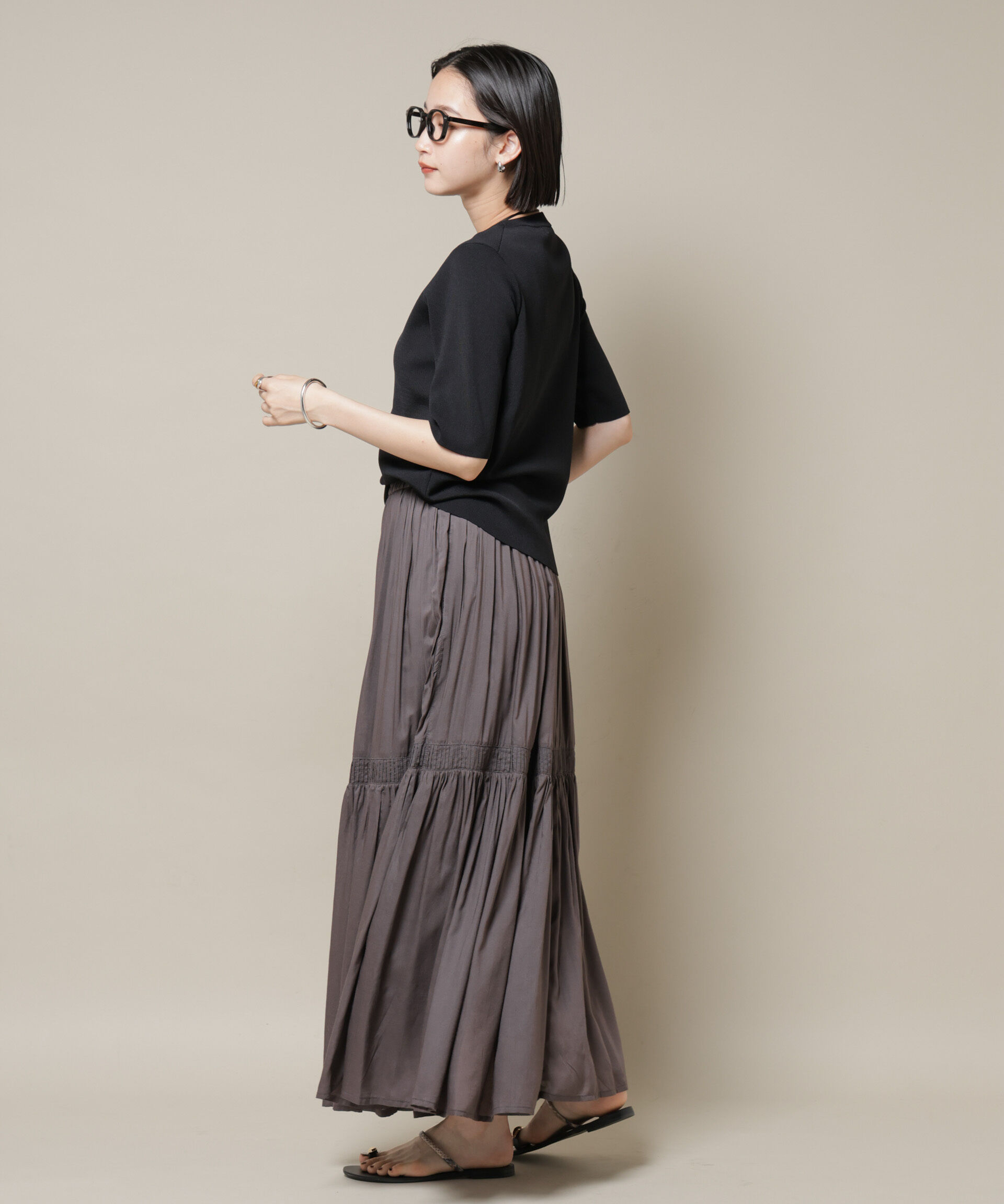 nano･universe「洗濯機洗い可UVカット接触冷感半袖ニット」|ニット・セーター|