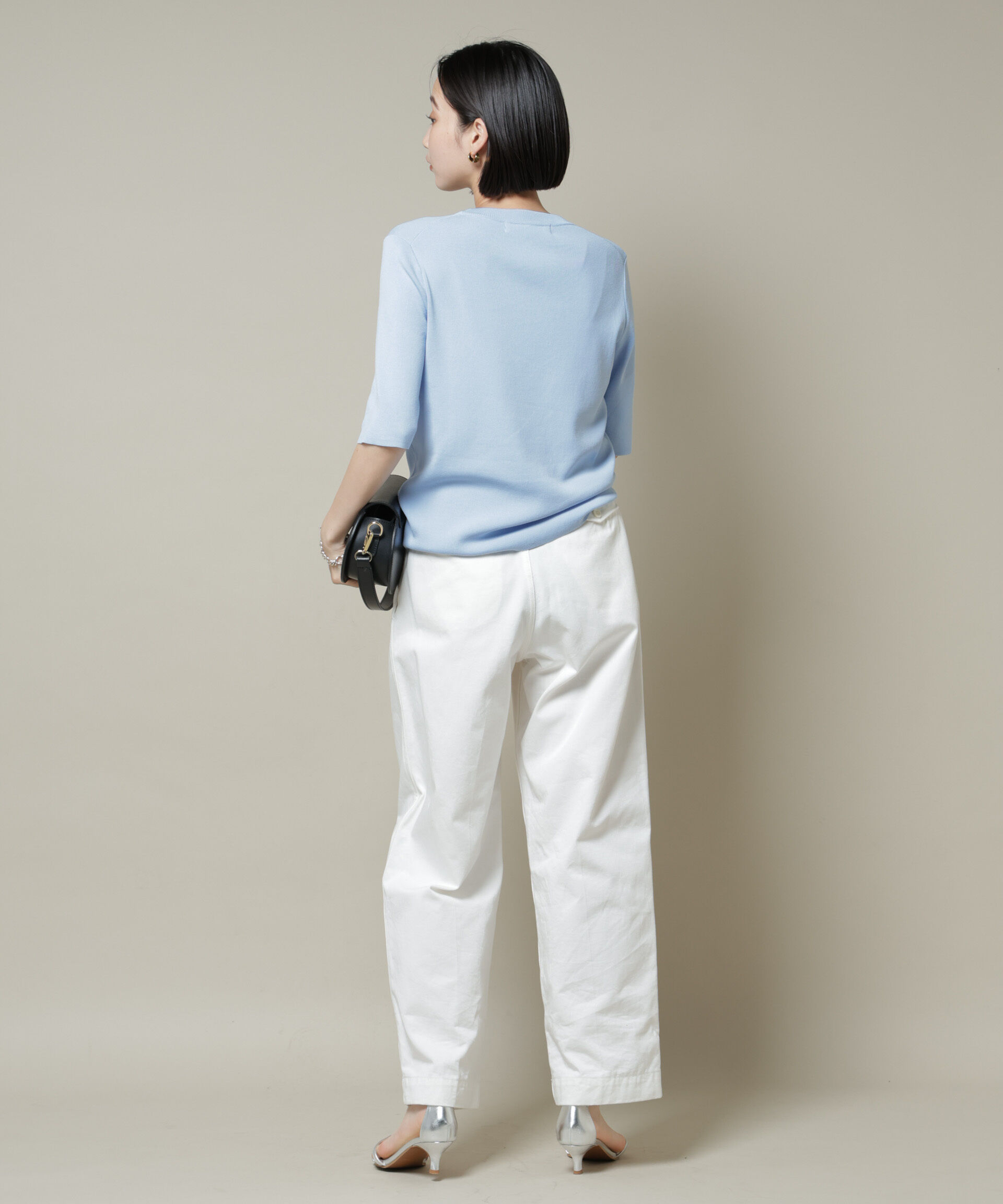 nano･universe「洗濯機洗い可UVカット接触冷感半袖ニット」|ニット・セーター|