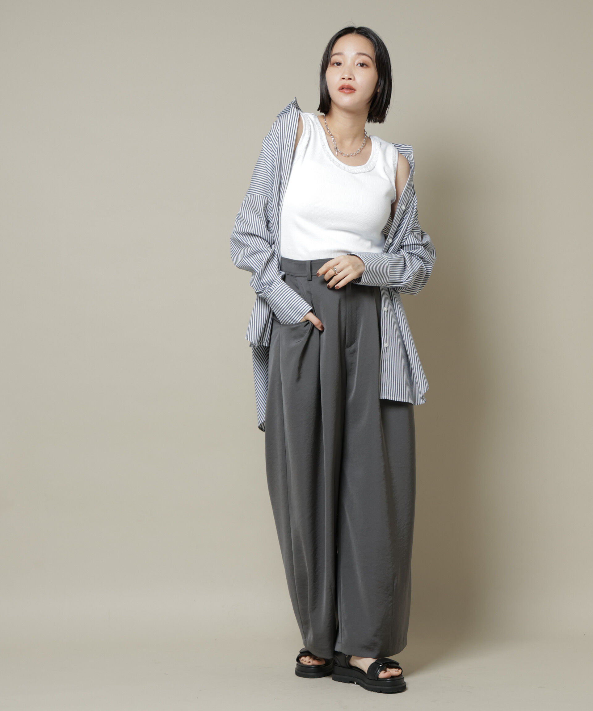 nano･universe「レーストリミングタンクトップ」|Tシャツ・カットソー|