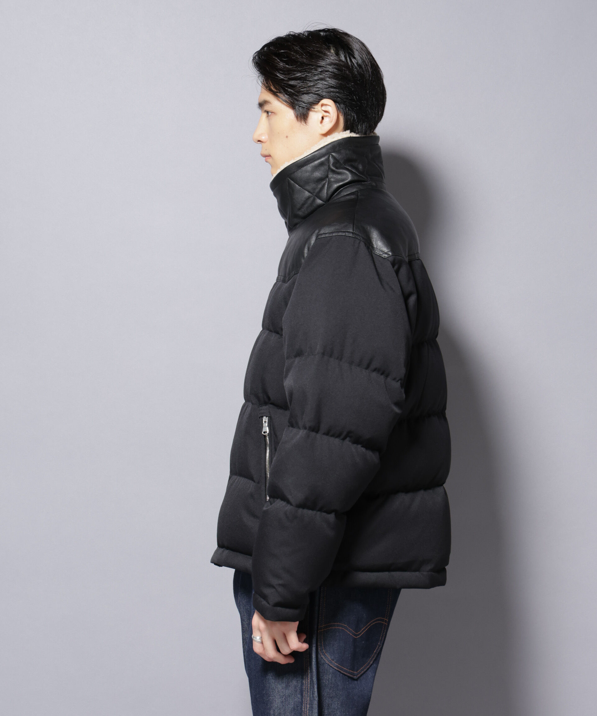 nano･universe「「西川ダウン(R)」ボアカラーサージショートダウン」|ダウン|