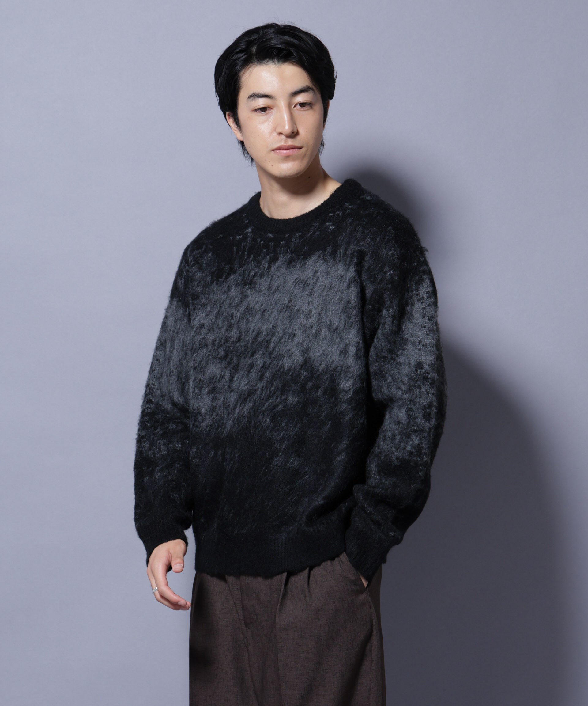 nano･universe「アート柄クルーネックニット1 シックカラー」|ニット・セーター|