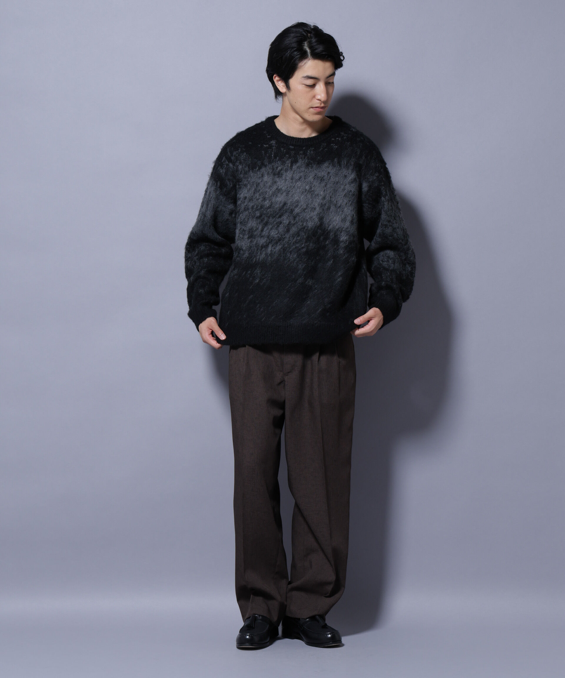 nano･universe「アート柄クルーネックニット1 シックカラー」|ニット・セーター|