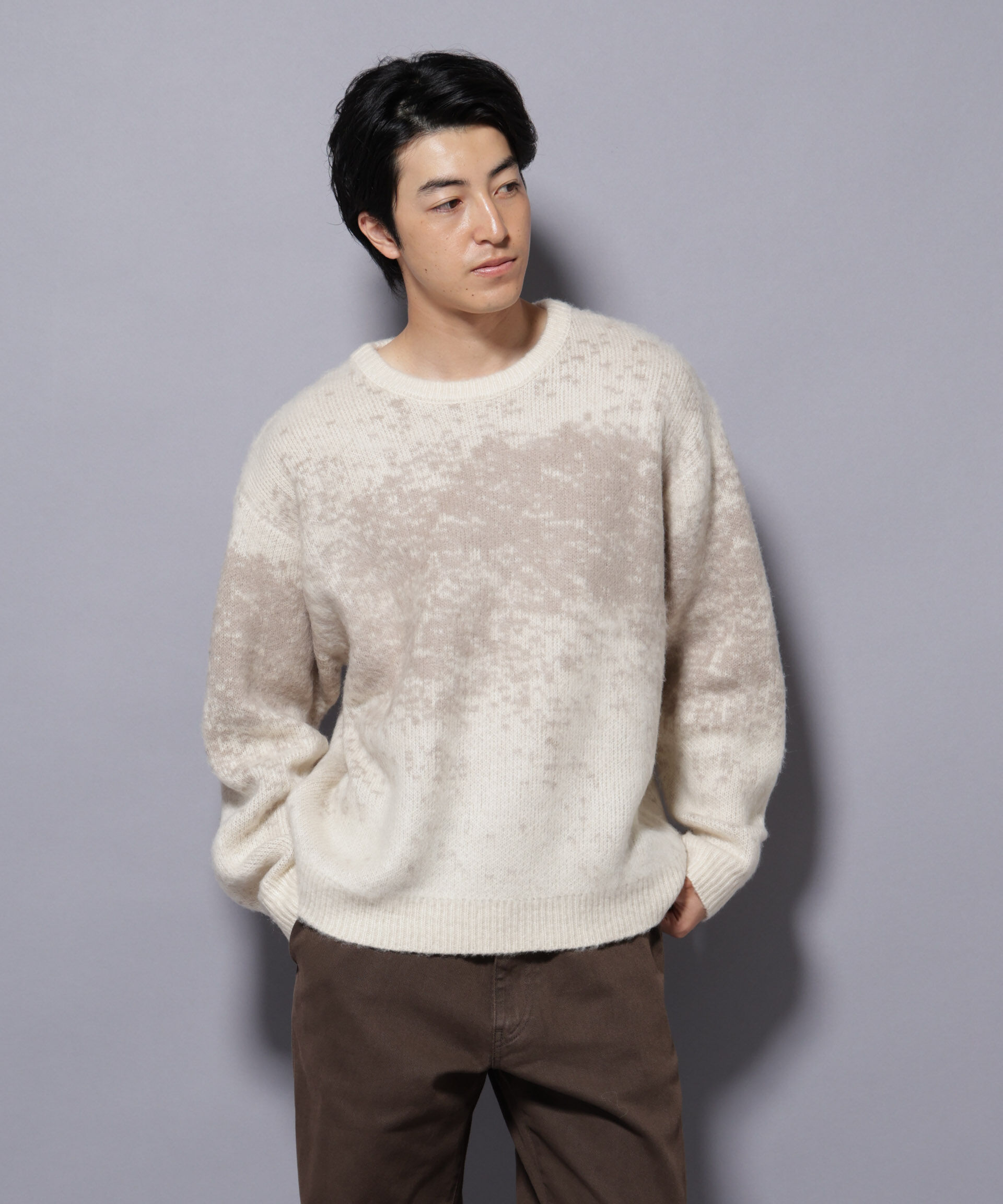 nano･universe「アート柄クルーネックニット1 シックカラー」|ニット・セーター|