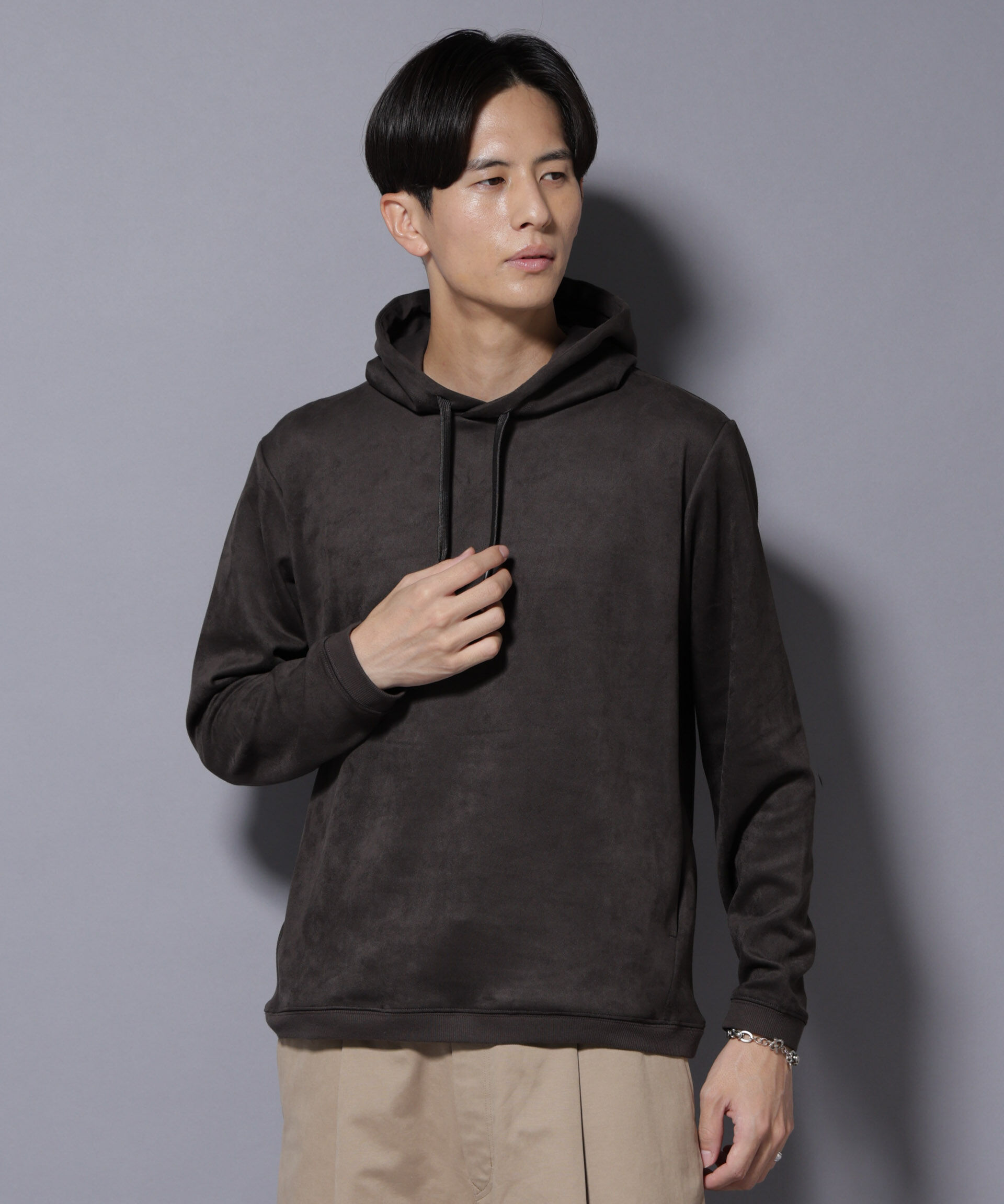 nano･universe「フェイクスエードフーディー 長袖」|Tシャツ・カットソー|