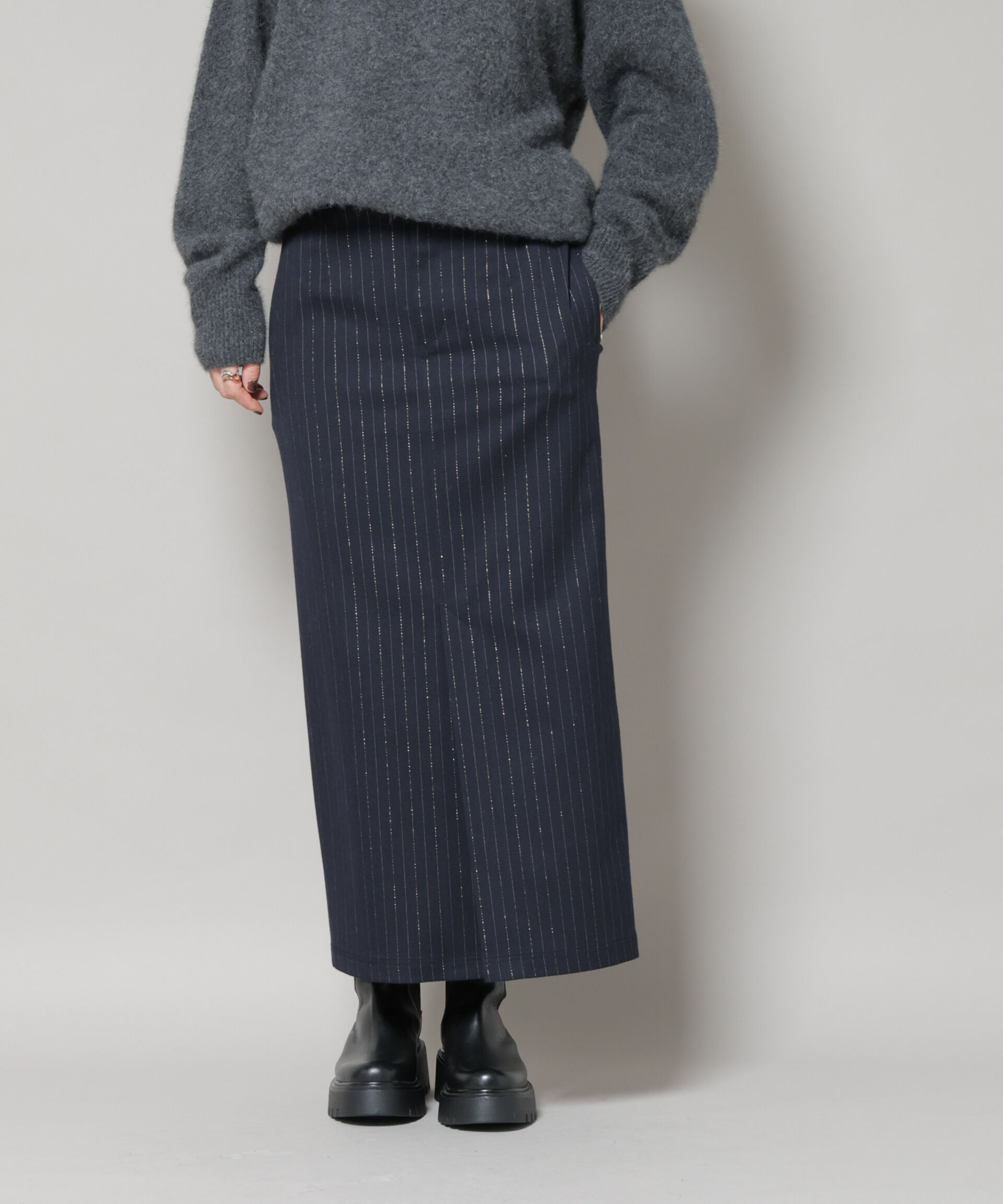 nano･universe「ラメストライプスーチングIラインスカート」|スカート|