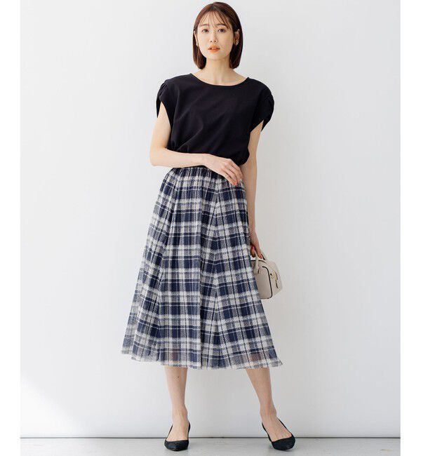 組曲「【WEB限定カラーあり】ツイードチェックチュールプリント スカート」|スカート|