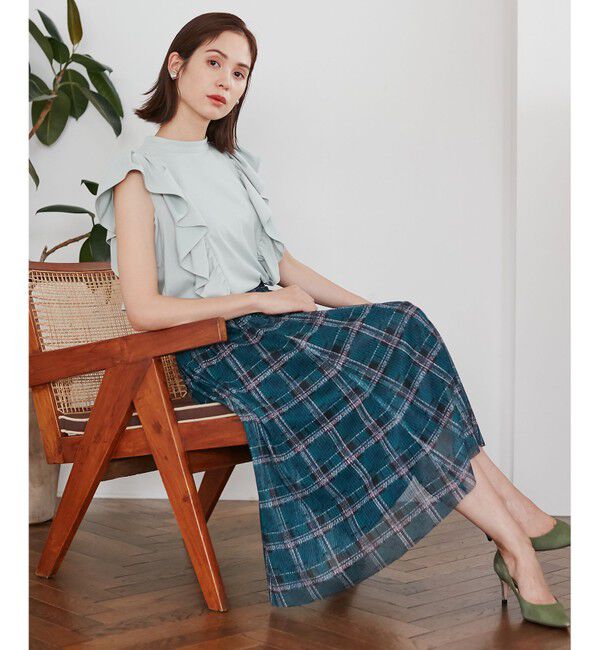 組曲「【WEB限定カラーあり】ツイードチェックチュールプリント スカート」|スカート|