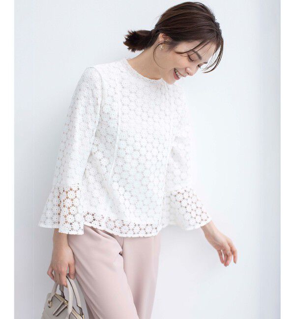 組曲「【WEB限定】フラワーレース 袖フレアトップス」|Tシャツ・カットソー|