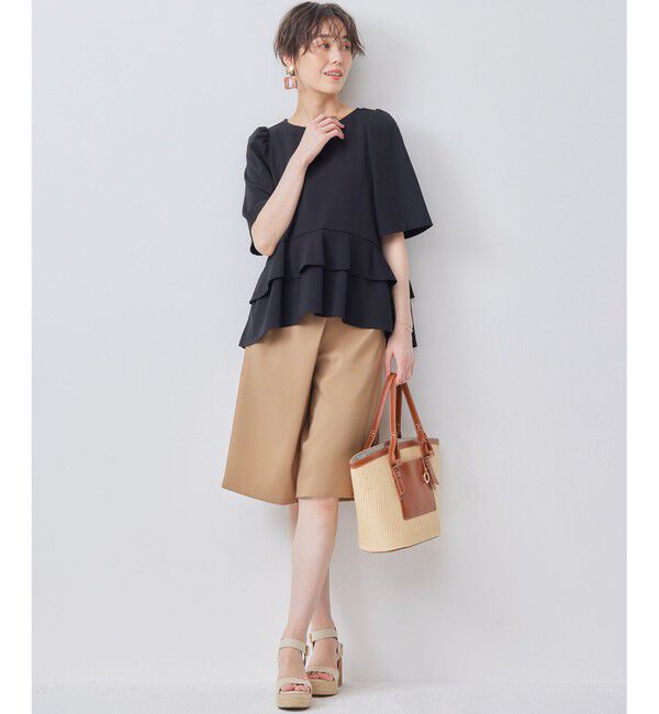 組曲「【接触冷感・吸湿・UVカット】ジョーゼットジャージーフリルブラウス」|シャツ・ブラウス|