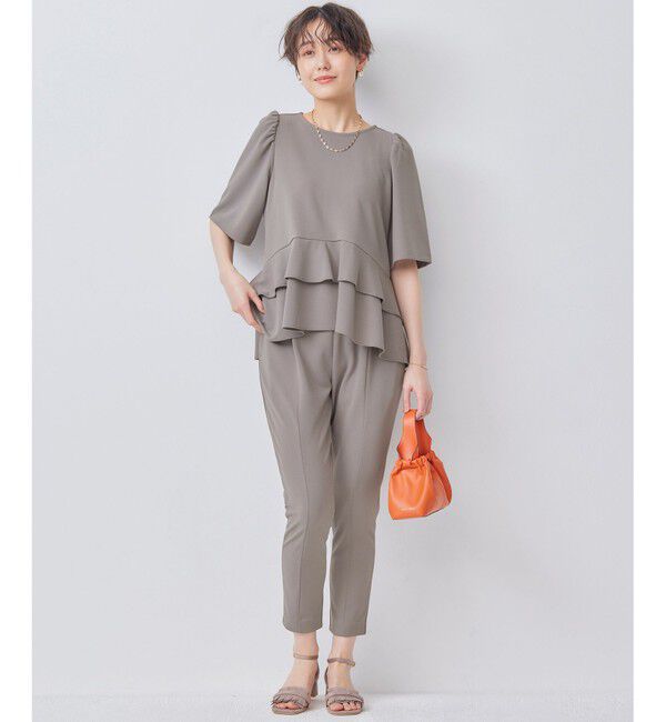 組曲「【接触冷感・吸湿・UVカット】ジョーゼットジャージーフリルブラウス」|シャツ・ブラウス|