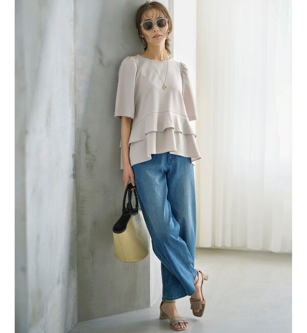 組曲「【接触冷感・吸湿・UVカット】ジョーゼットジャージーフリルブラウス」|シャツ・ブラウス|